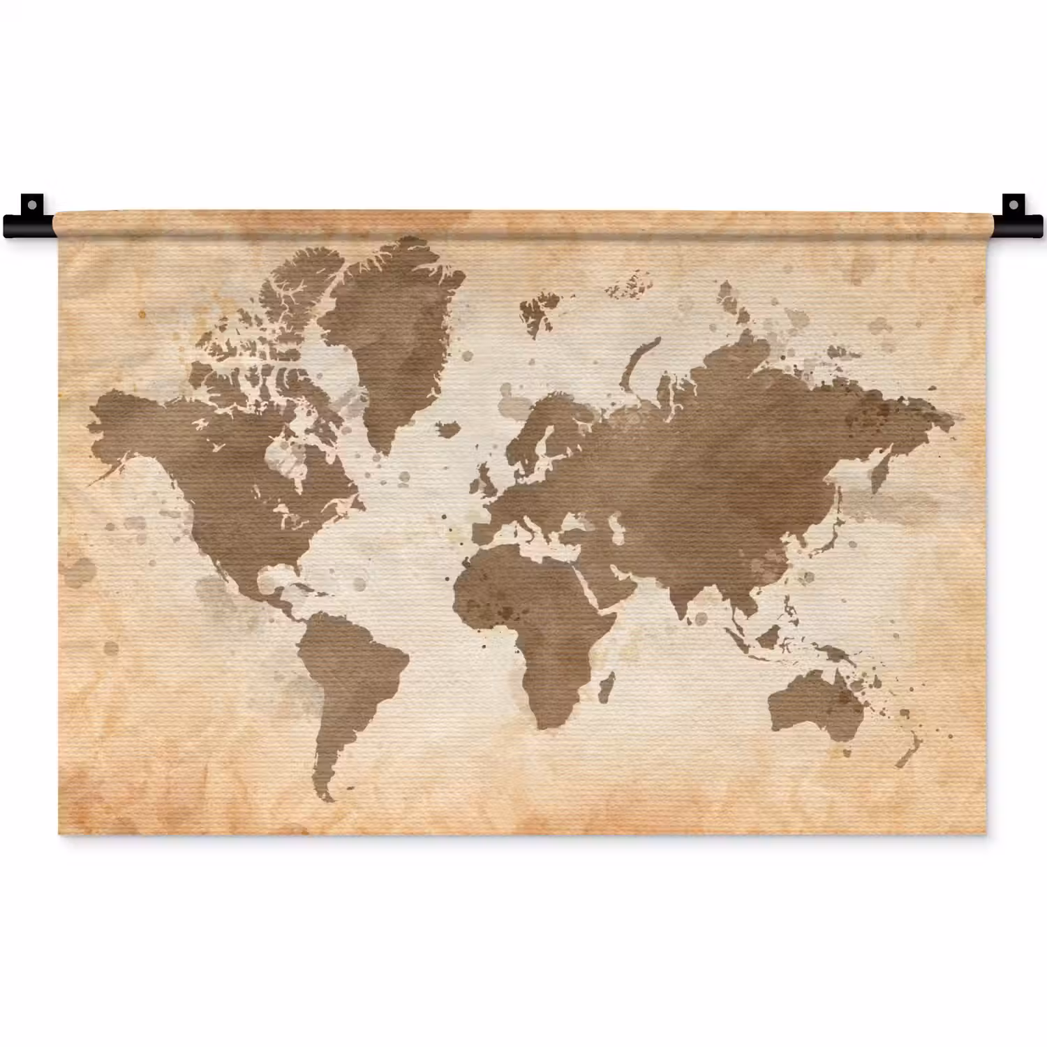Wereldkaart - Beige - Bruin Wandkleed katoen klein -zz3d