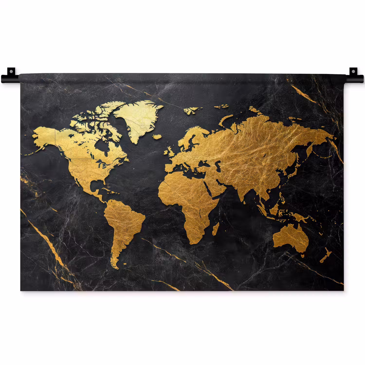 Wereldkaart - Goud - Marmer Wandkleed katoen klein -zz3d