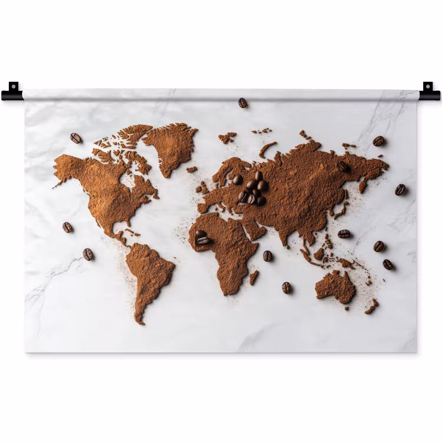 Wereldkaart - Koffie - Marmer Wandkleed katoen klein -zz3d