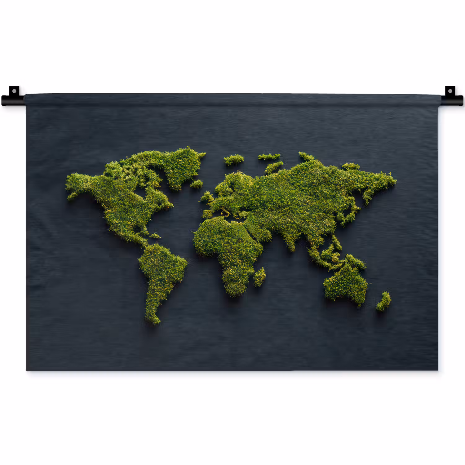 Wereldkaart - Mos -Levendig effect Wandkleed katoen klein -zz3d