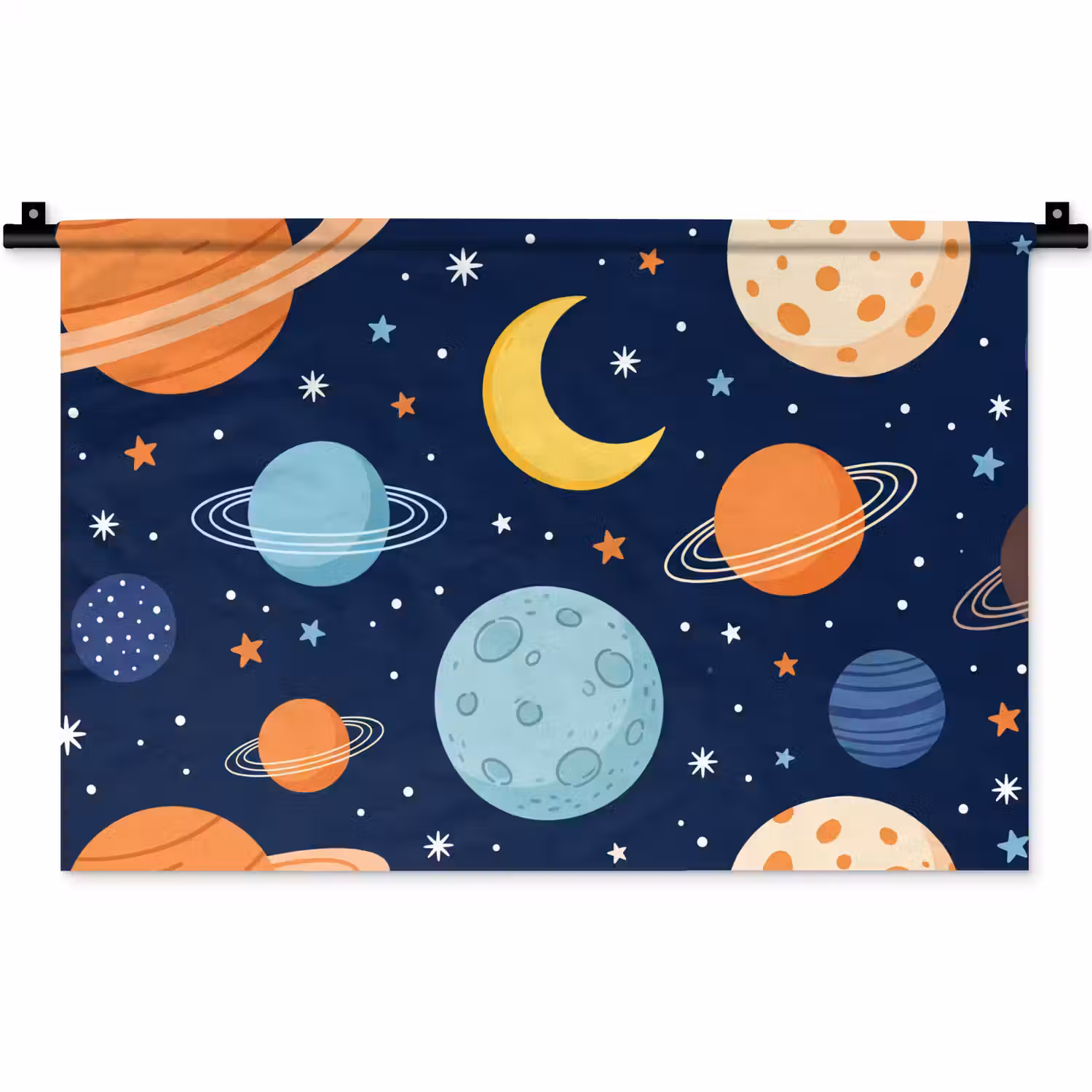 Ruimte - Planeten - Kleurrijk Wandkleed katoen klein -zz3d