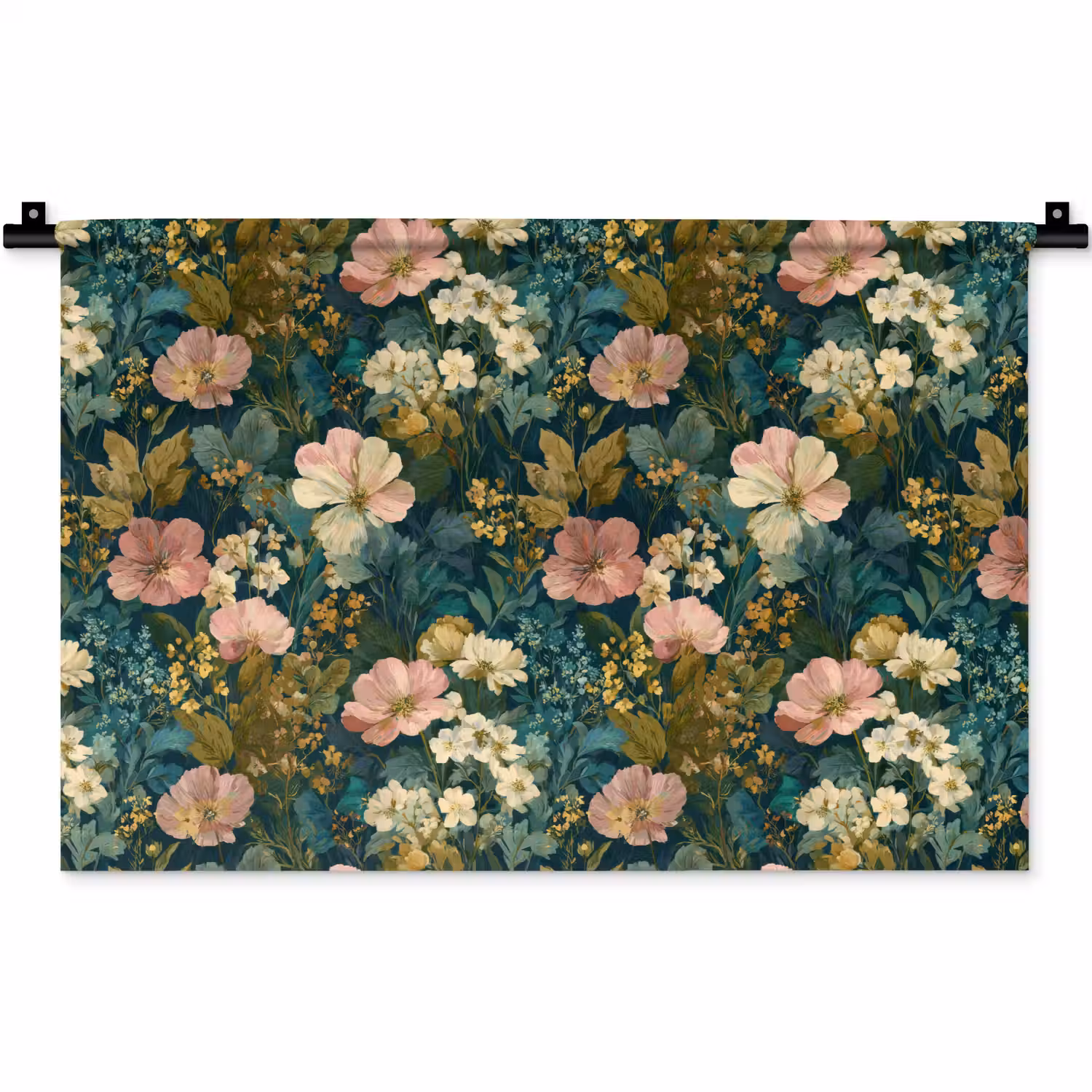 Wilde bloemen - Botanisch - Patroon - Roze - Romantisch Wandkleed katoen klein 269 -zz3d
