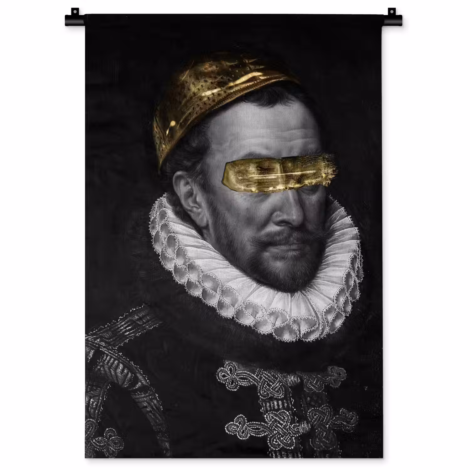 Willem van Oranje - Adriaen Thomasz - Zwart - Wit Wandkleed katoen klein -zz3d