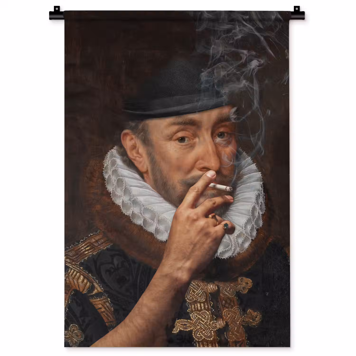 Willem van Oranje - Adriaen Thomasz - Sigaretten - Rook Wandkleed katoen klein -zz3d