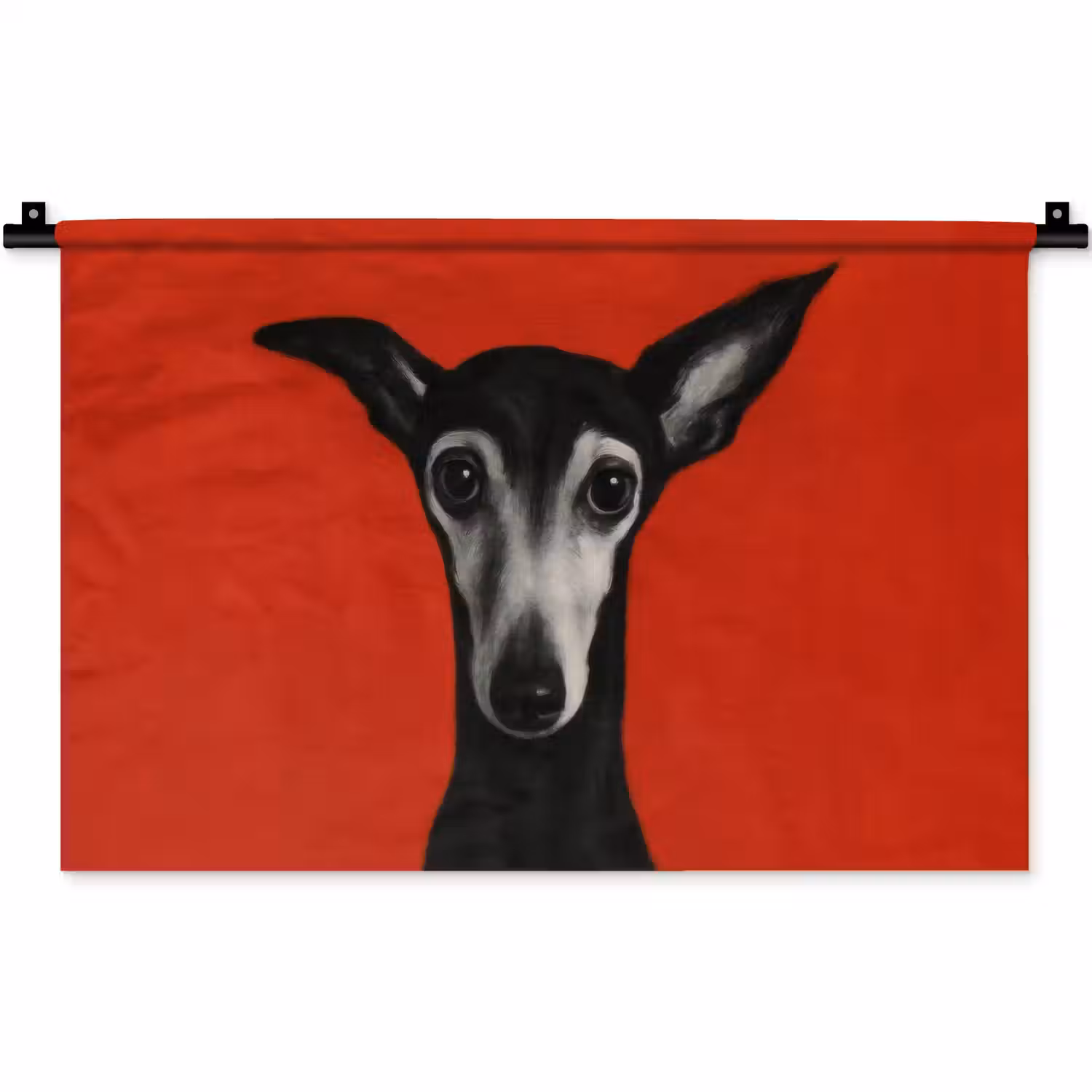 Windhond - Minimalistisch - Rood Wandkleed katoen klein -zz3d