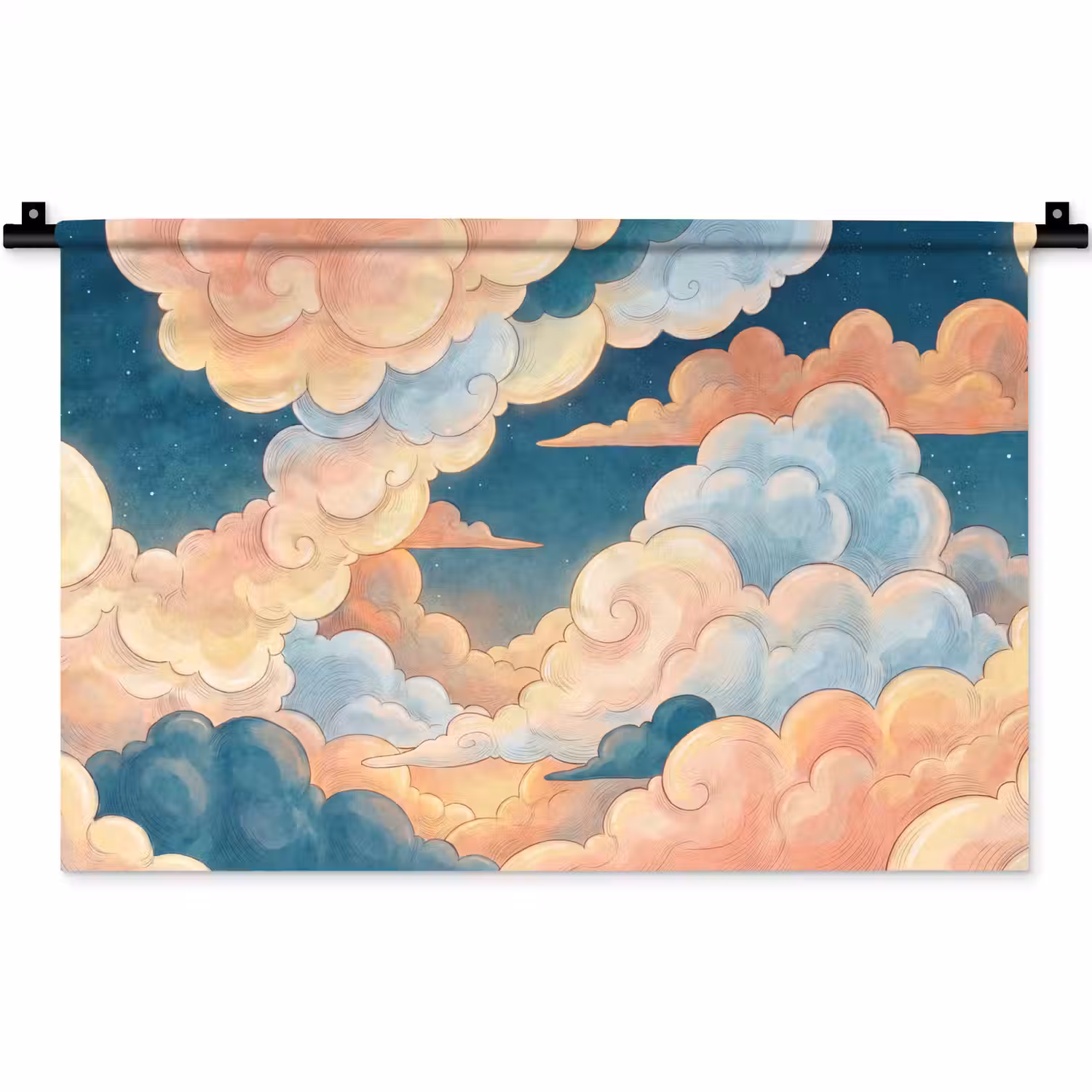 Wolk - Lucht - Natuur - Illustratief - Oranje Wandkleed katoen klein -zz3d