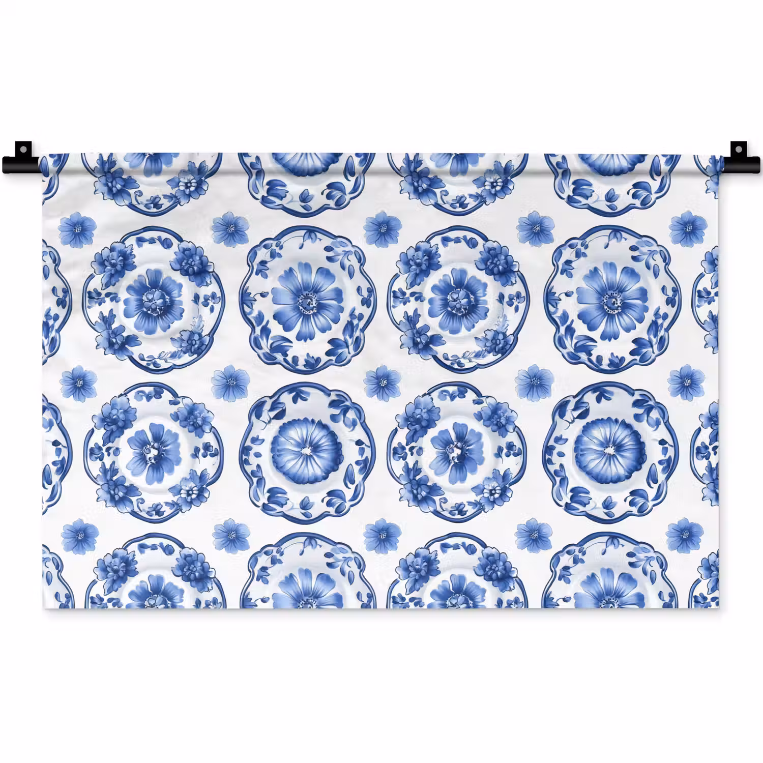 Sierborden - Bloemen - Blauw Wandkleed katoen klein 269 -zz3d