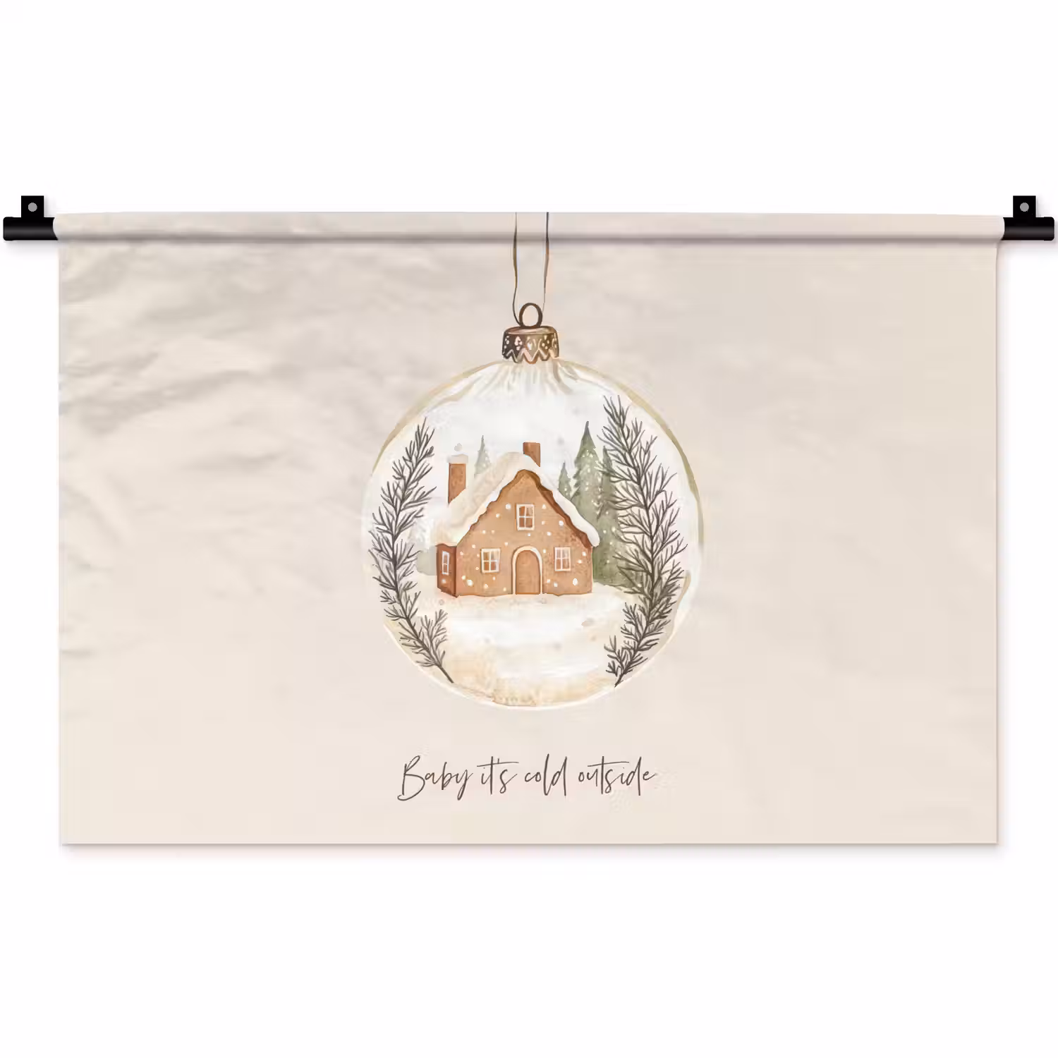 Quote - Winter - Kerst - Beige - Kerstbal Wandkleed katoen klein -zz3d