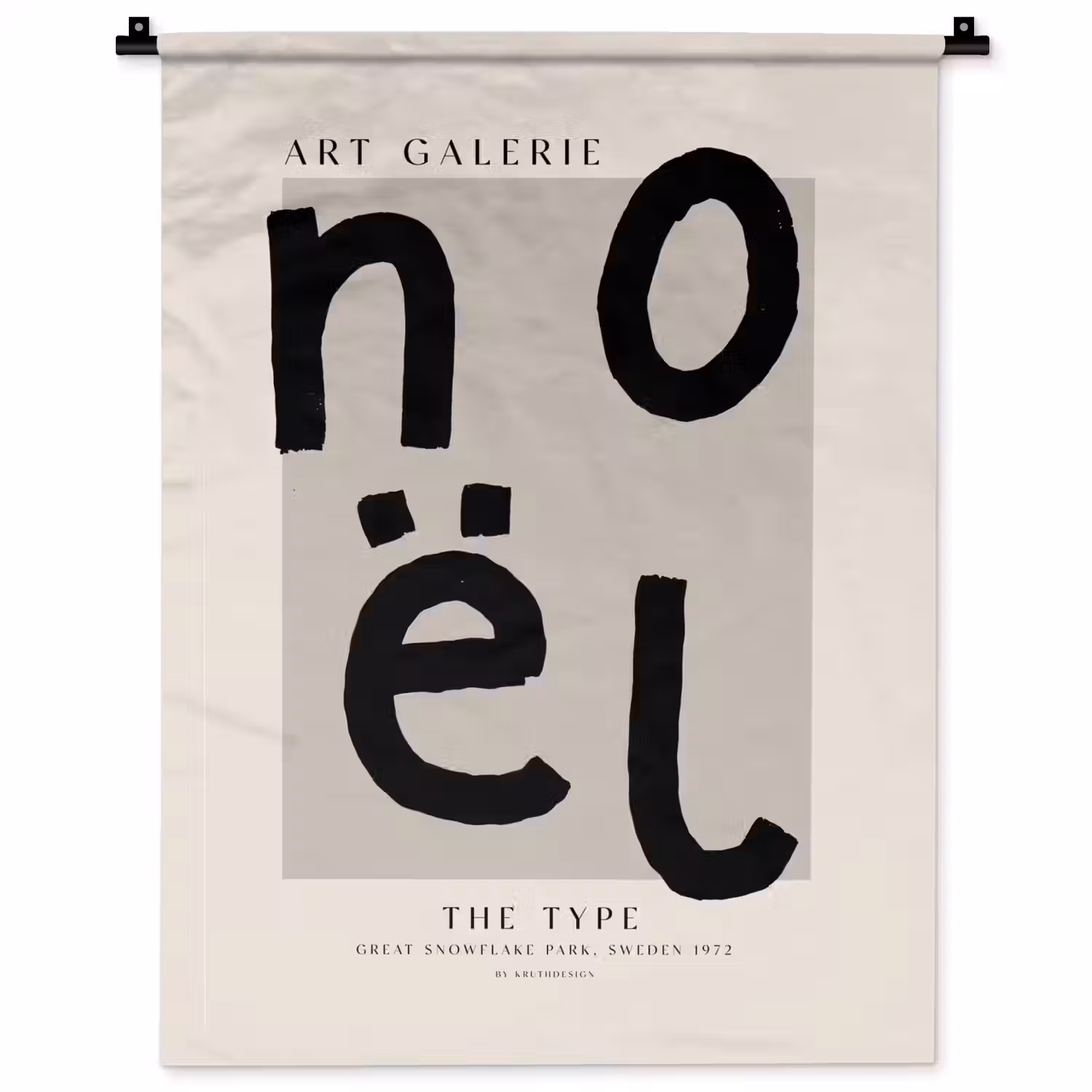 Quotes - Noël - Zwart - Beige - Kerst Wandkleed katoen klein -zz3d