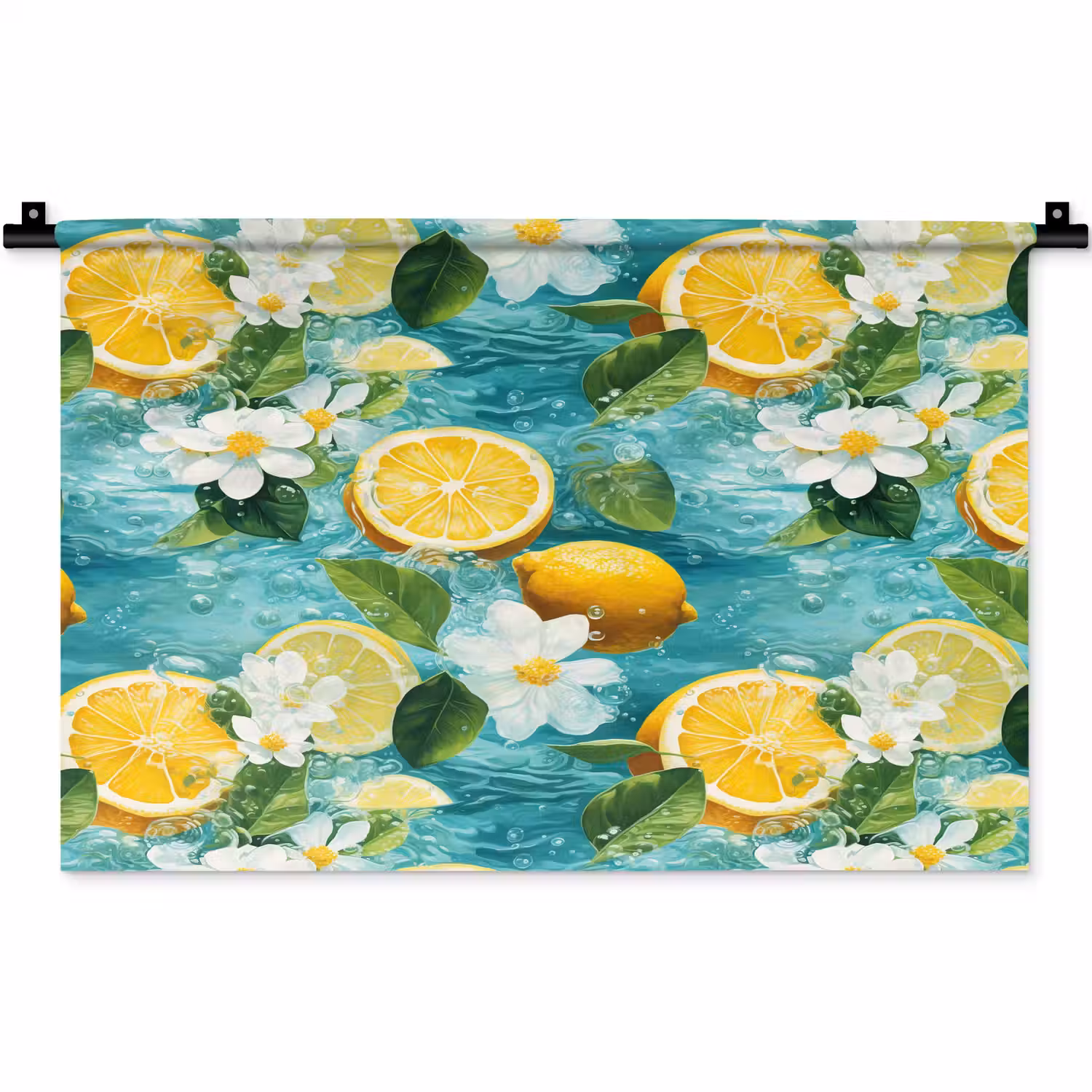 Citroen - Bloemen - Bruisend - Water Wandkleed katoen klein 269 -zz3d