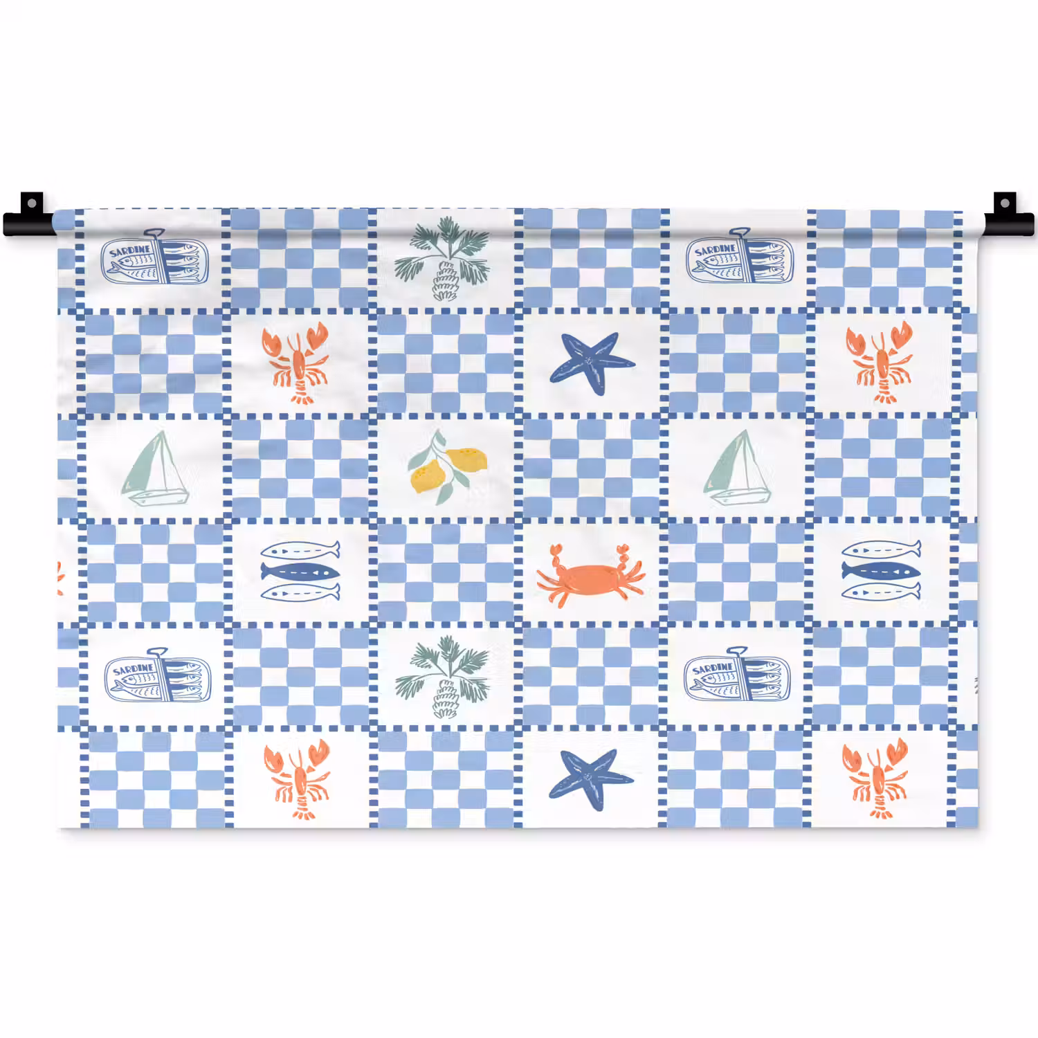 Zee - Sfeer- Mozaïek - Blauw Wandkleed katoen klein 269 -zz3d