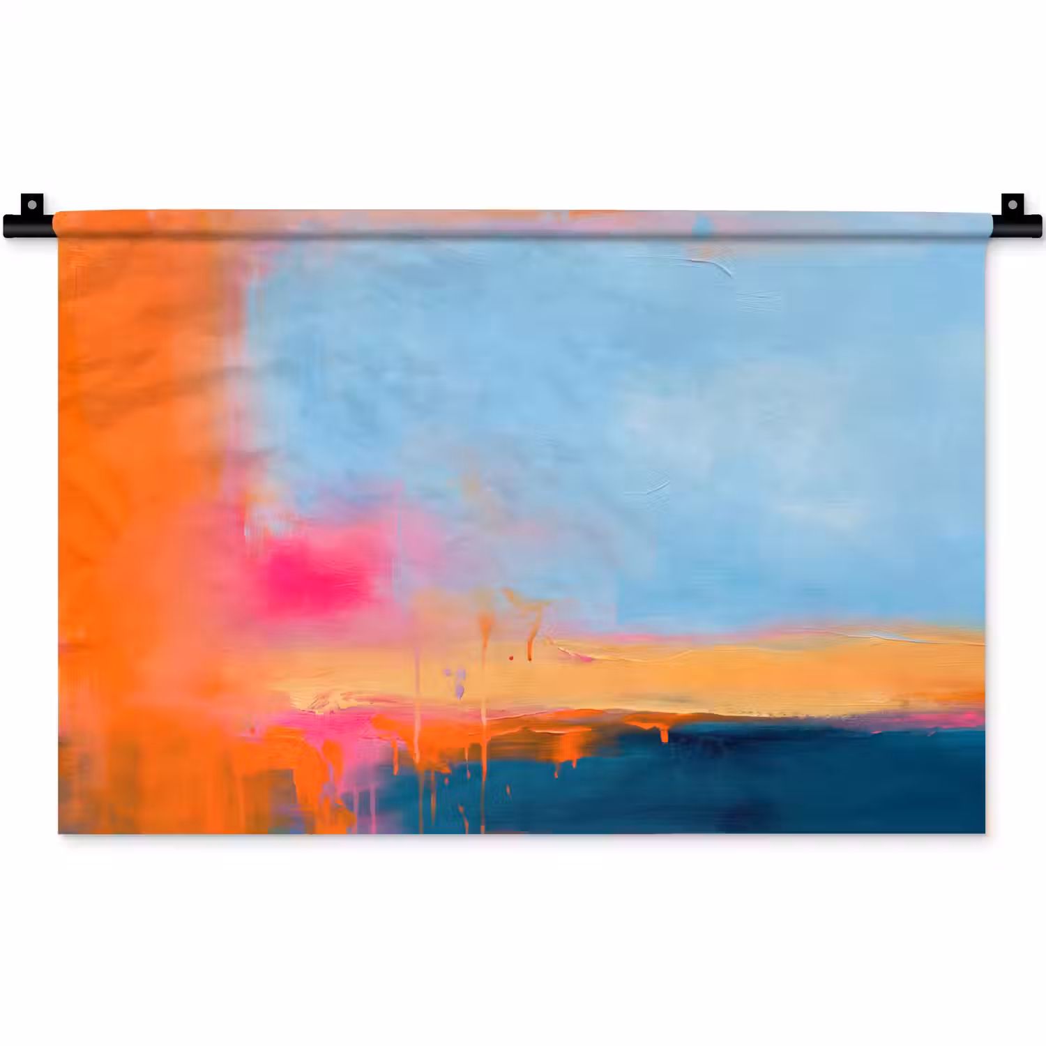 Abstract - Kleurvlakken - Modern - Oranje - Blauw Wandkleed katoen klein -zz3d