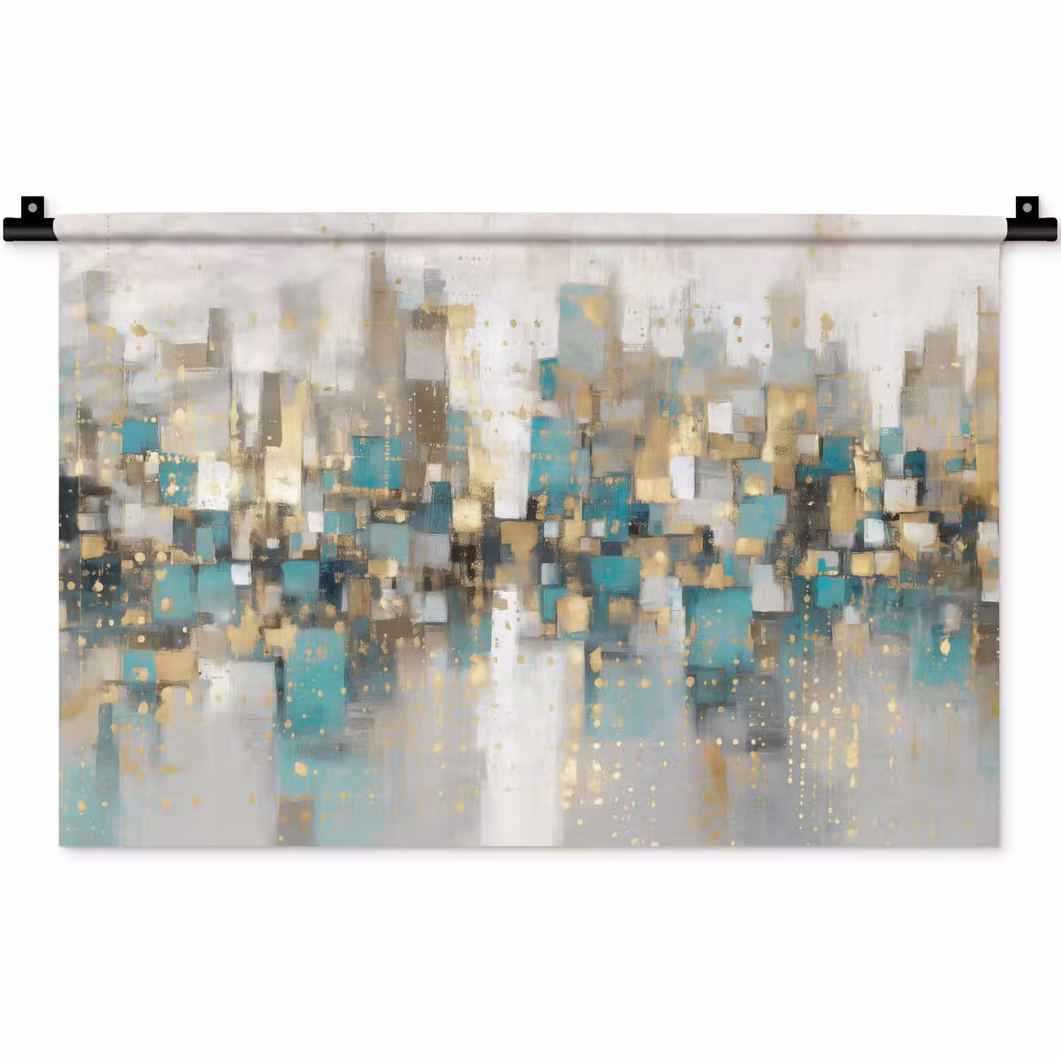 Abstract - Blokken - Goud - Skyline Wandkleed katoen klein -zz3d
