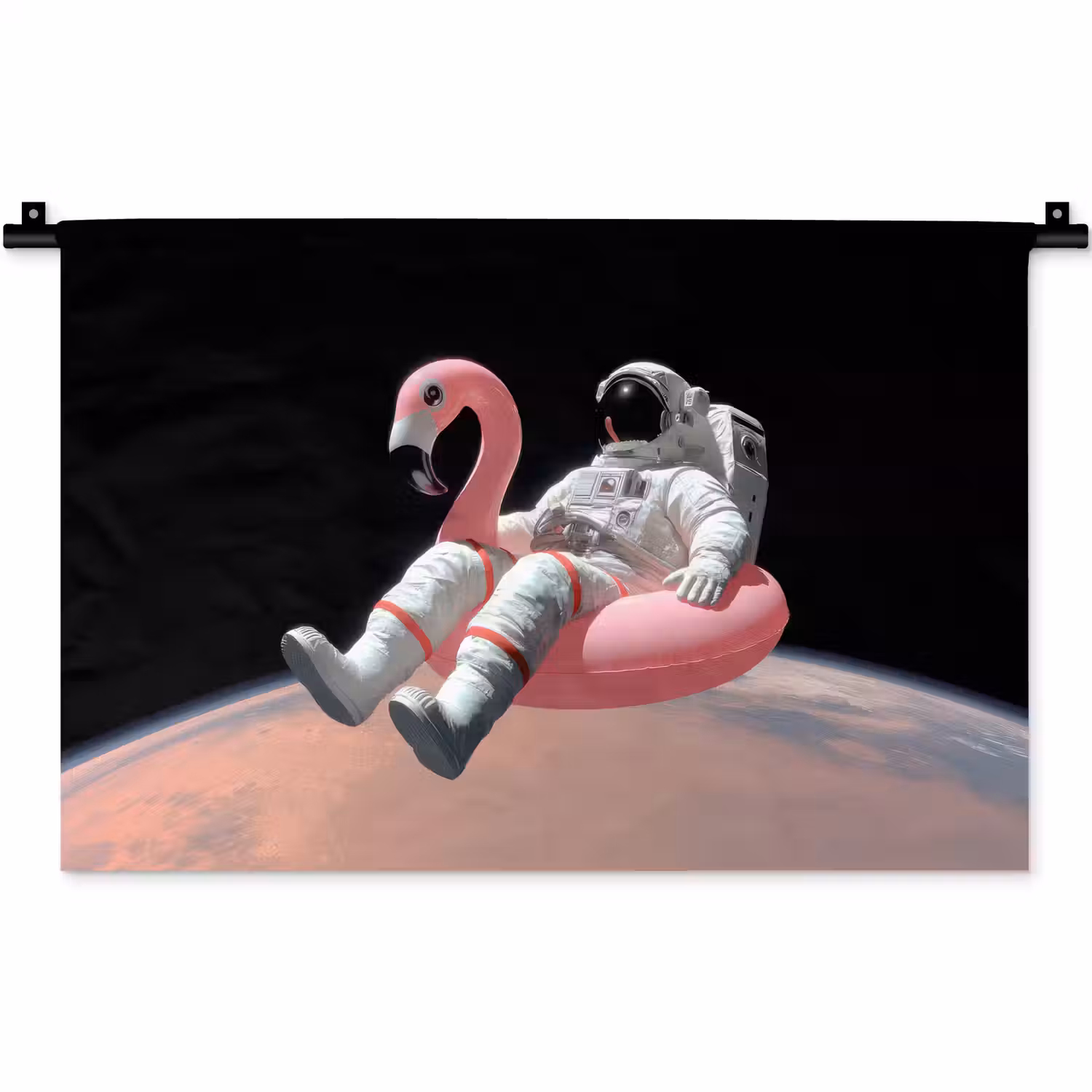 Astronaut - Flamingo - Zwemband - Roze Wandkleed katoen klein -zz3d