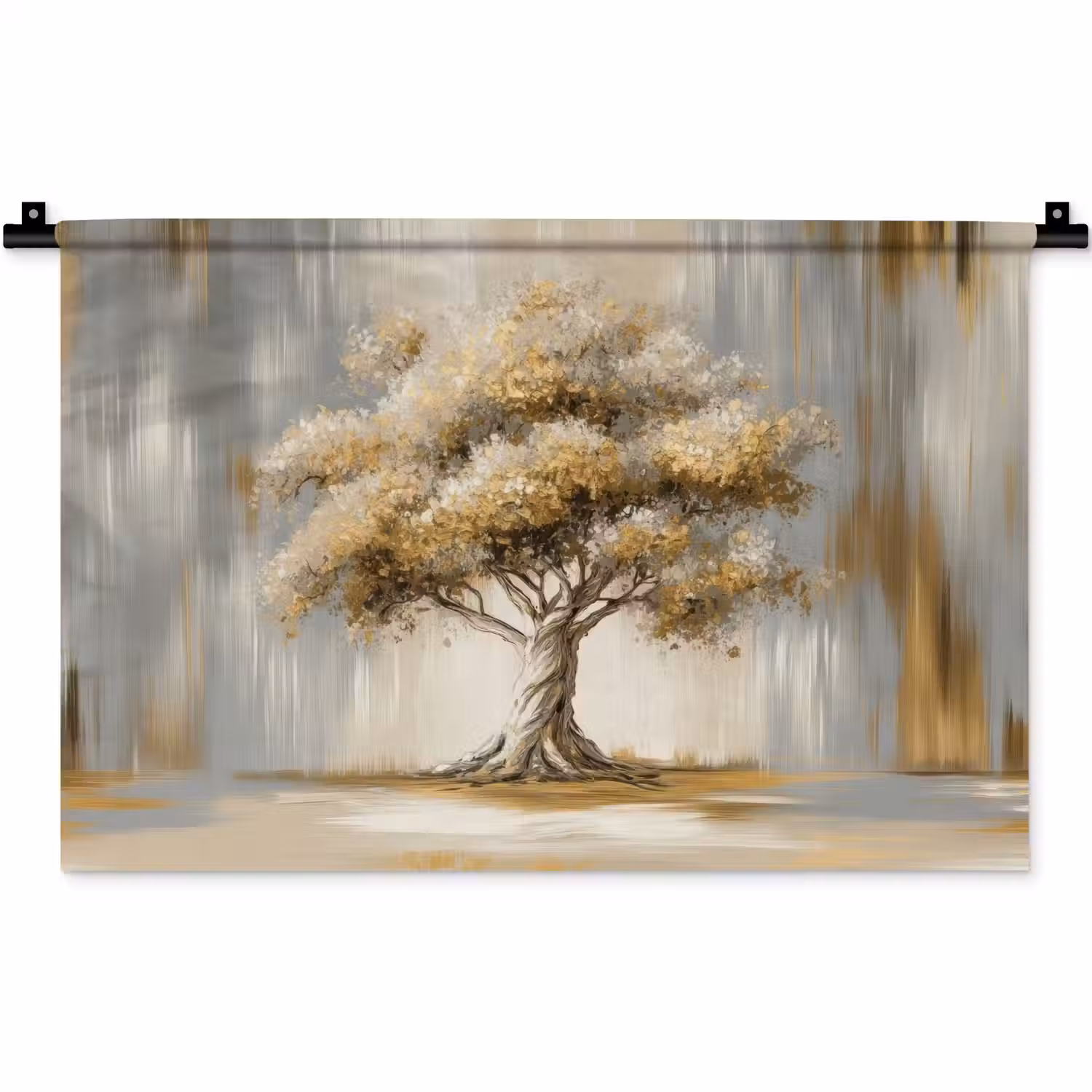 Boom - Bladeren - Abstract - Wit Wandkleed katoen klein -zz3d