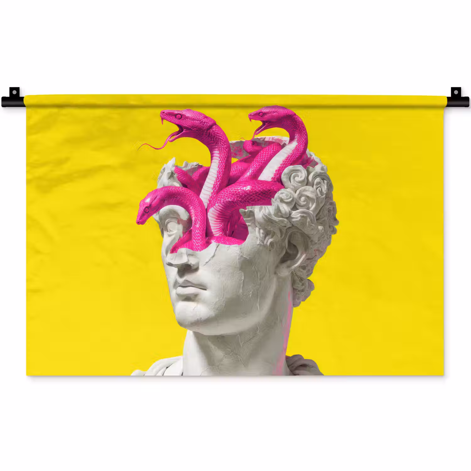 Buste - Slangen - Geel Wandkleed katoen klein -zz3d