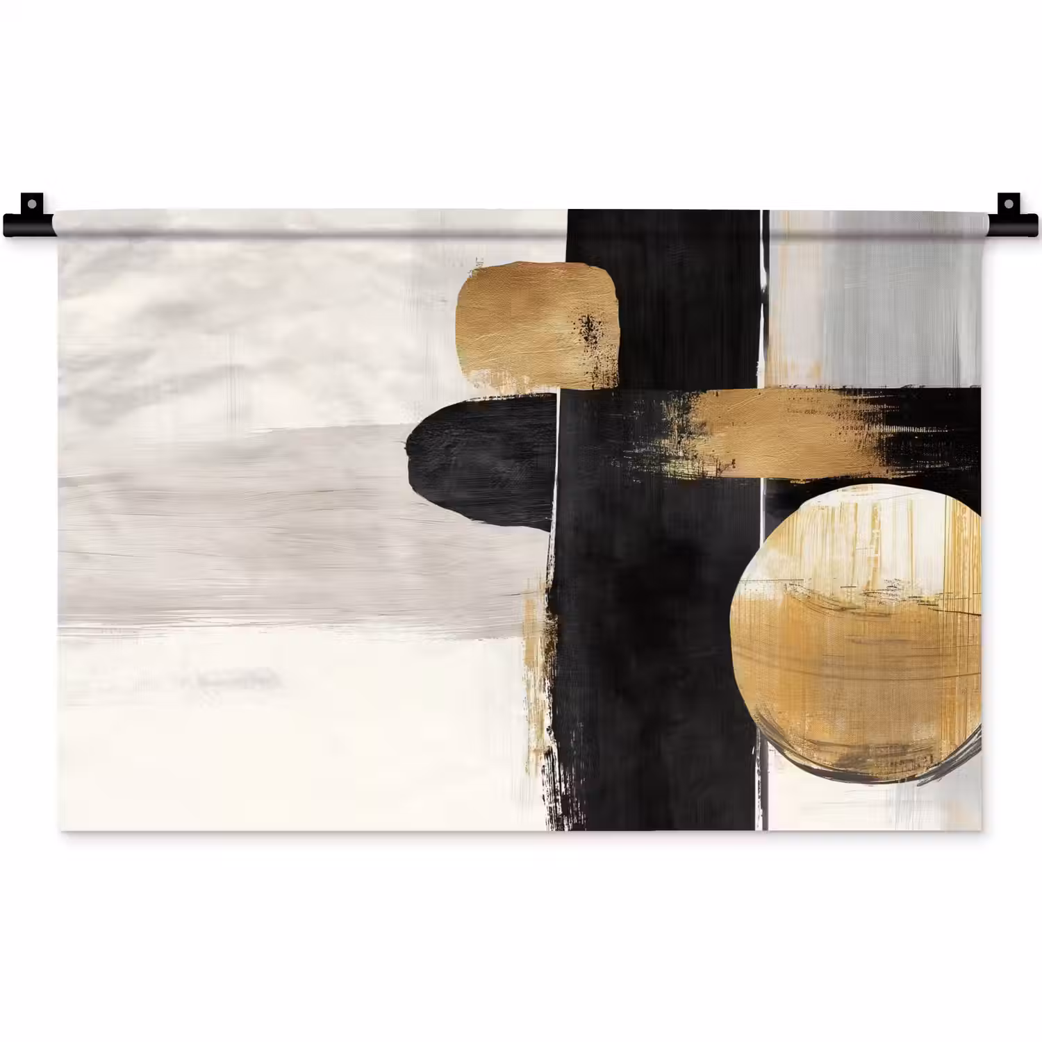 Vormen - Penseelstreken - Abstract - Goud Wandkleed katoen klein -zz3d