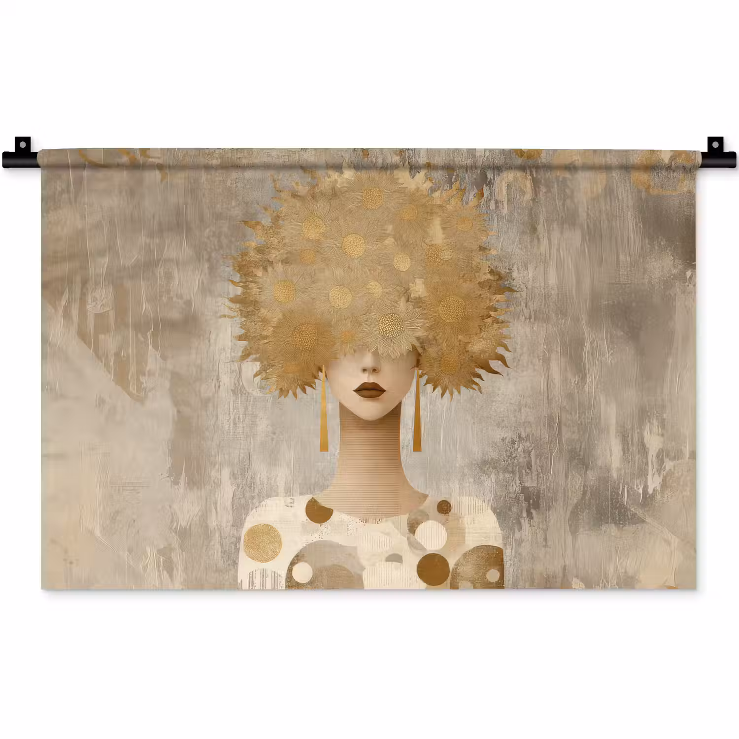 Goud - Portret - Vrouw Wandkleed katoen klein -zz3d