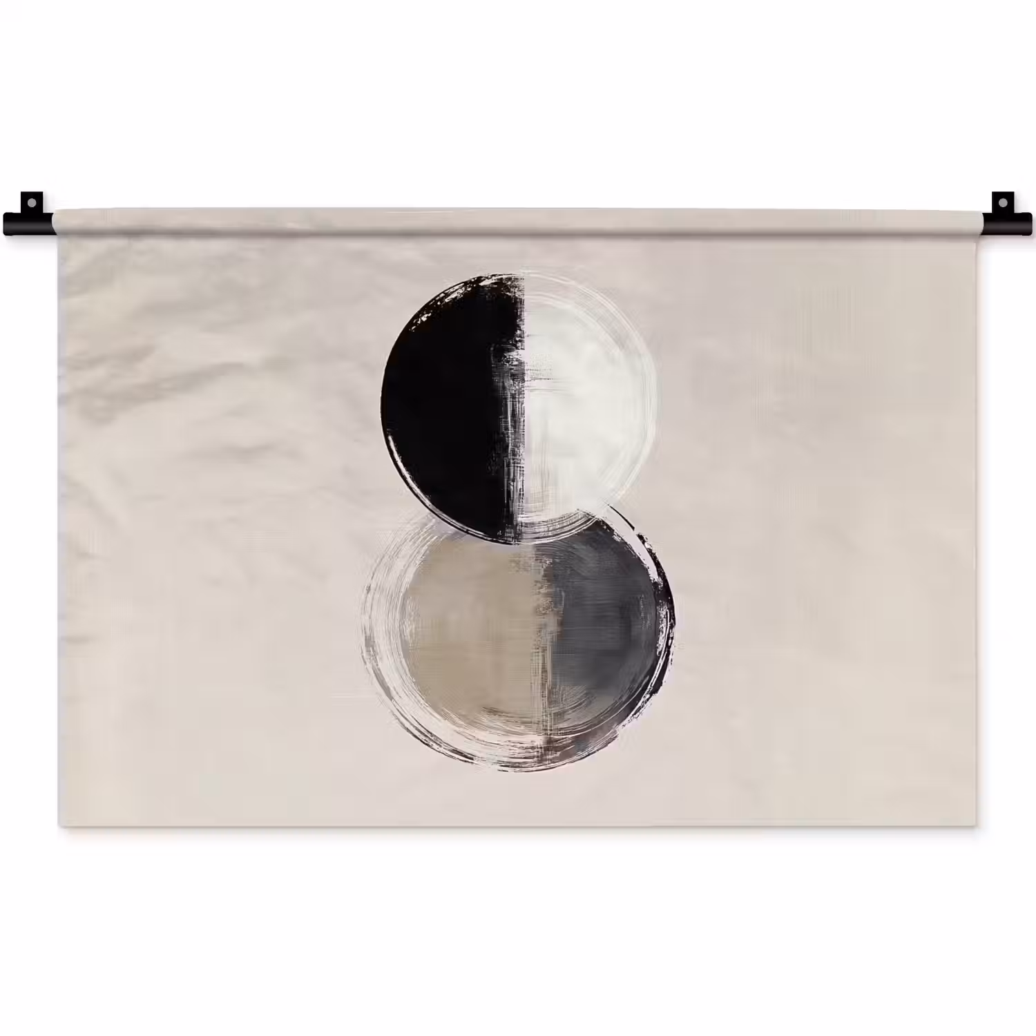 Cirkels - Strepen - Minimalistisch - Zwart Wandkleed katoen klein -zz3d