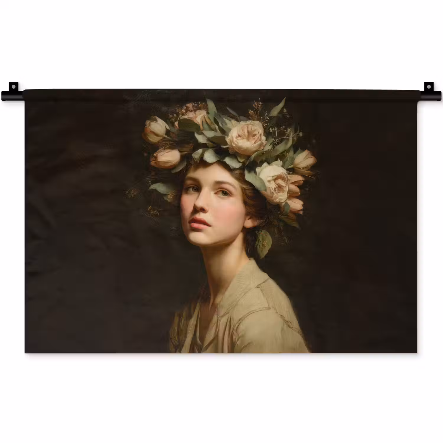 Bloemenstilte - Vrouw - Portret Wandkleed katoen klein -zz3d
