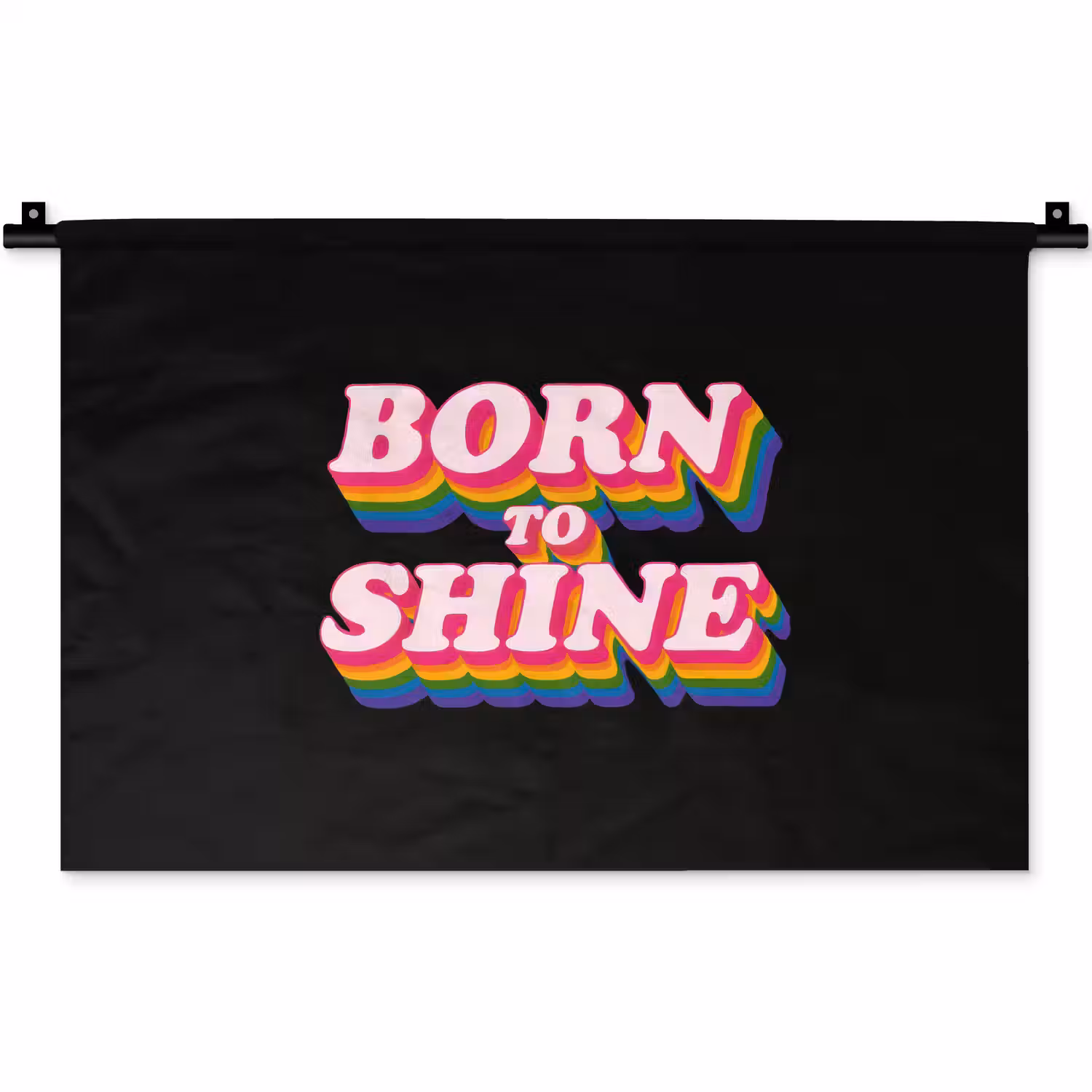 Quote - Regenboog - Roze - Zwart Wandkleed katoen klein -zz3d