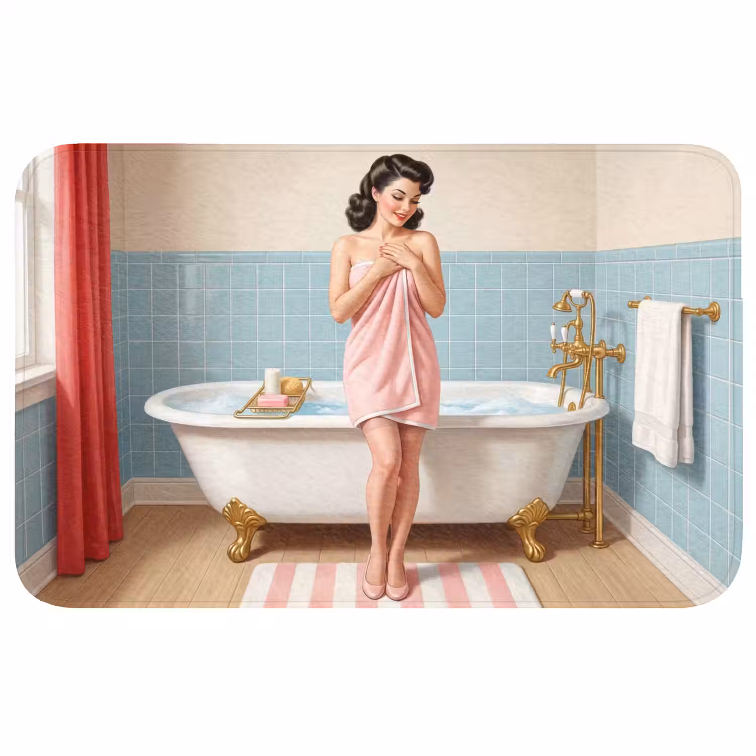 Badkamer - Vrouw - Roze WCmat middel -3d