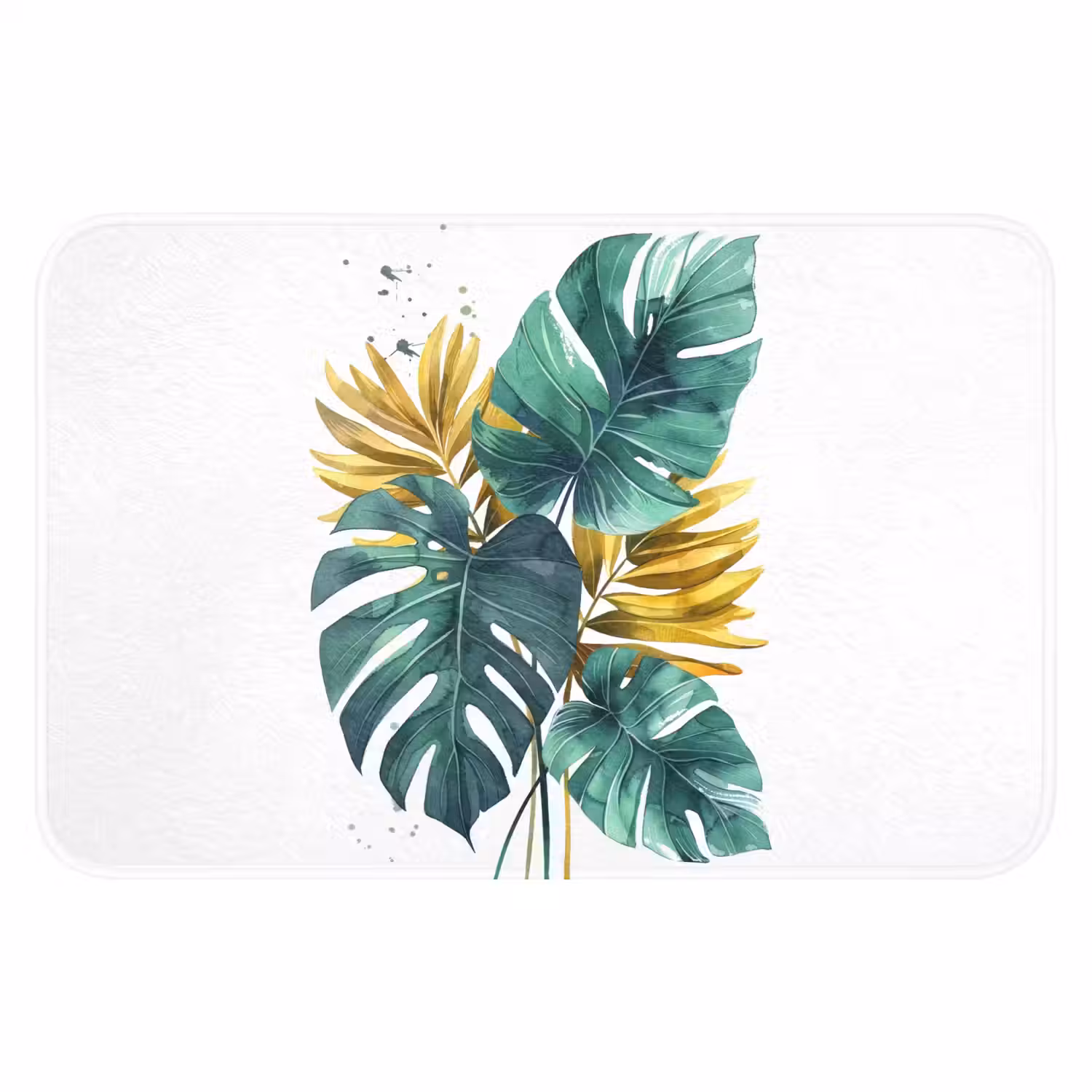 Bladeren - Monstera - Groen - Goud - Modern WCmat klein -3d