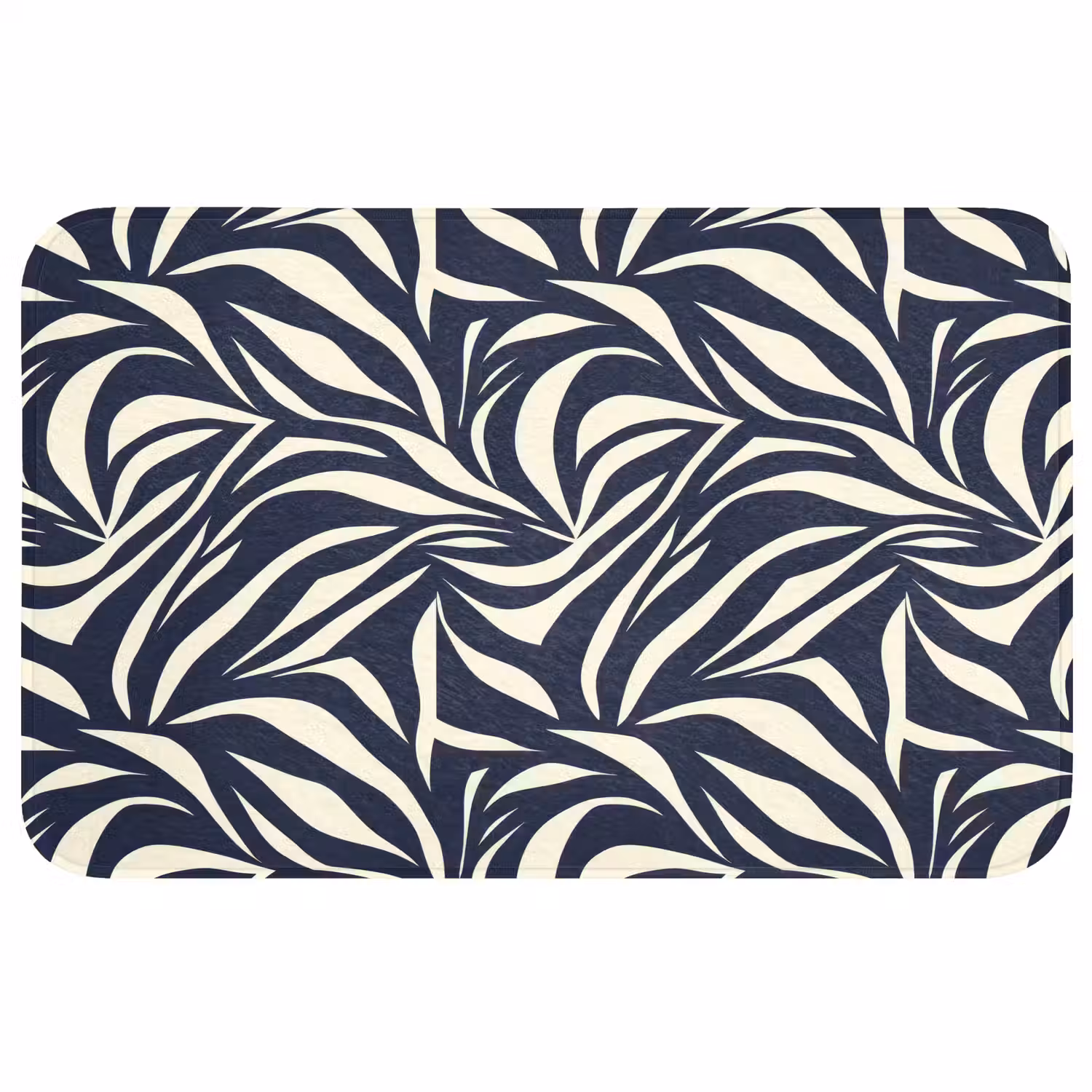 Bladvormen - Blauw - Patroon - Wit WCmat middel 1009 -3d