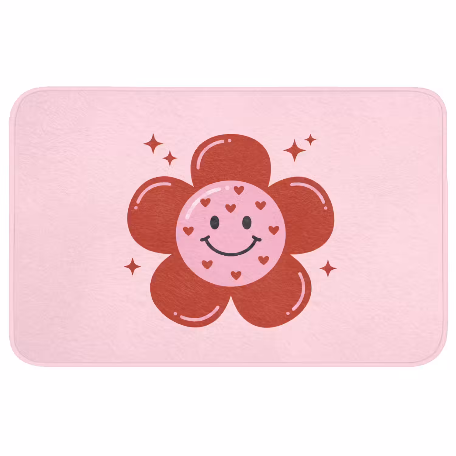 Bloem - Roze - Hartjes WCmat middel -3d