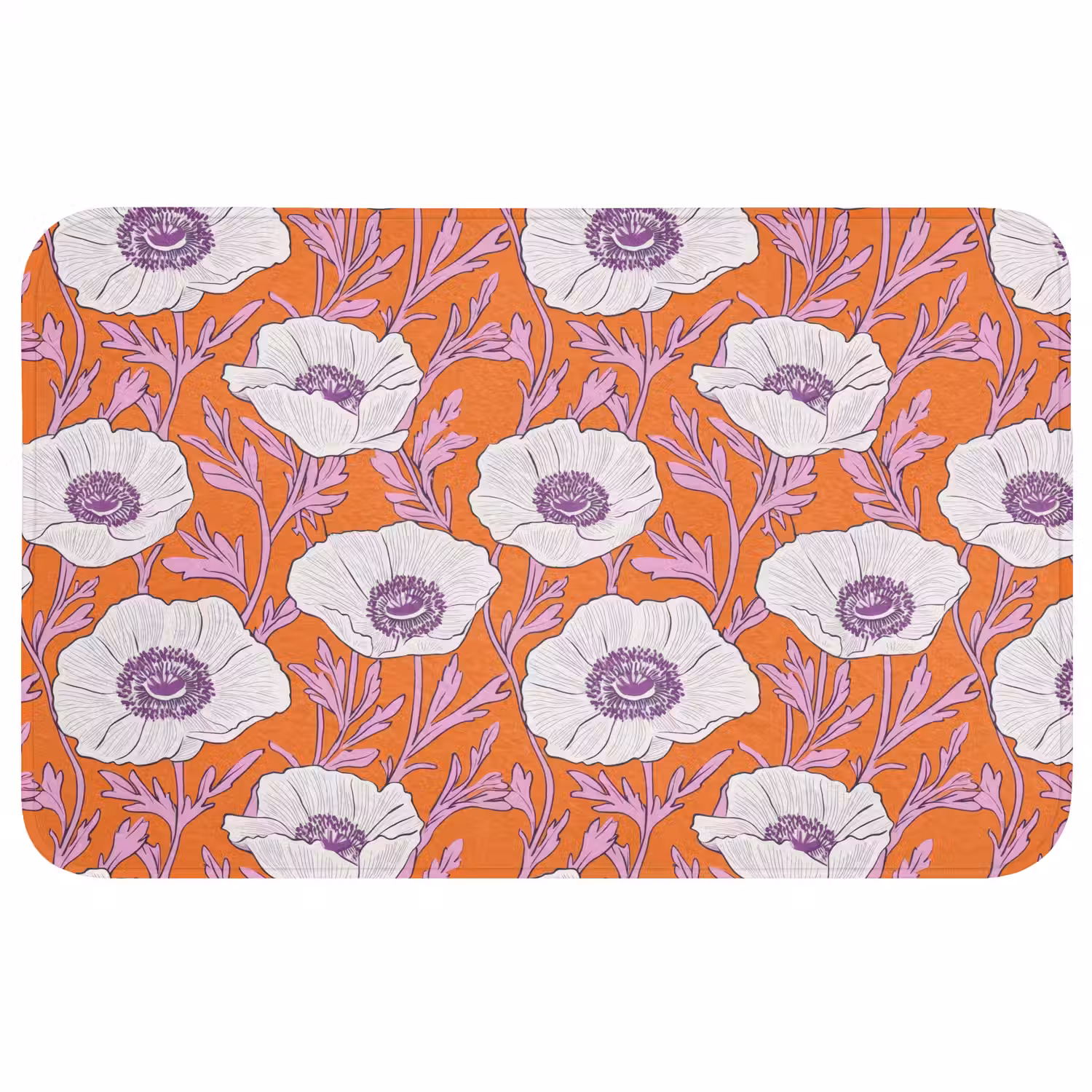 Bloemen - Grafisch - Oranje WCmat middel 1009 -3d