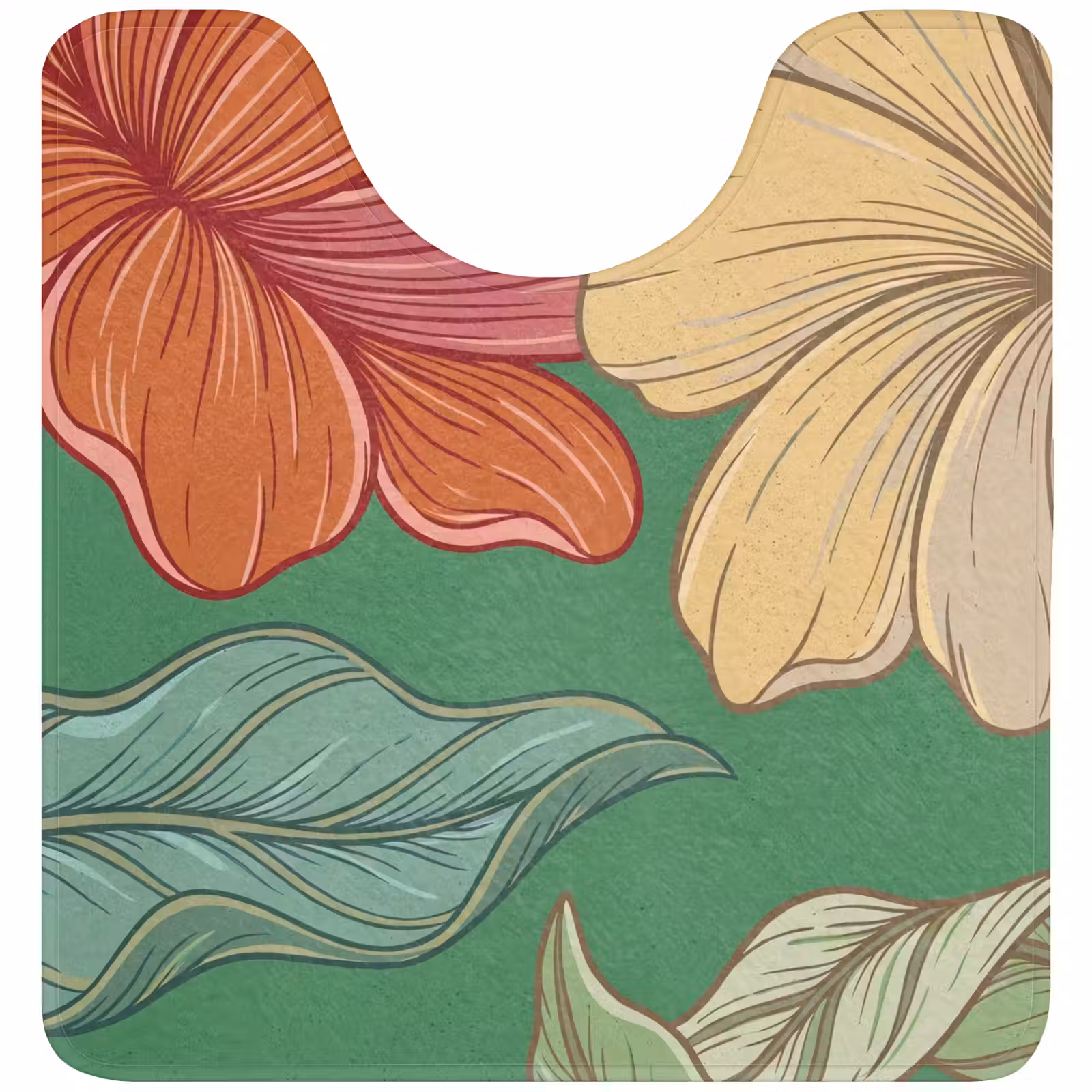 WC Vorleger - Blumen – Grün – Illustration - Bloemen - Groen - Illustratie WCmat U-uitsnede middel