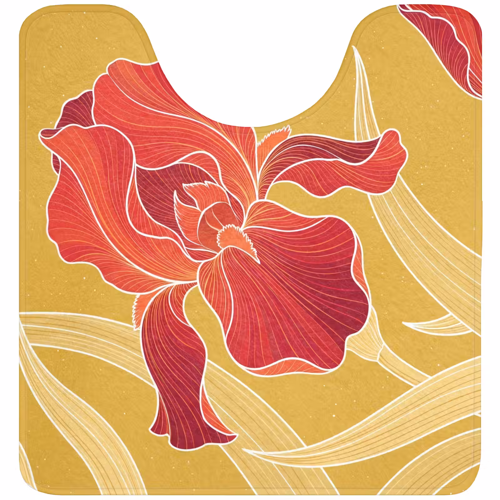 WC Vorleger - Blumen – Illustration – Rot - Bloemen - Illustratie - Rood WCmat U-uitsnede middel