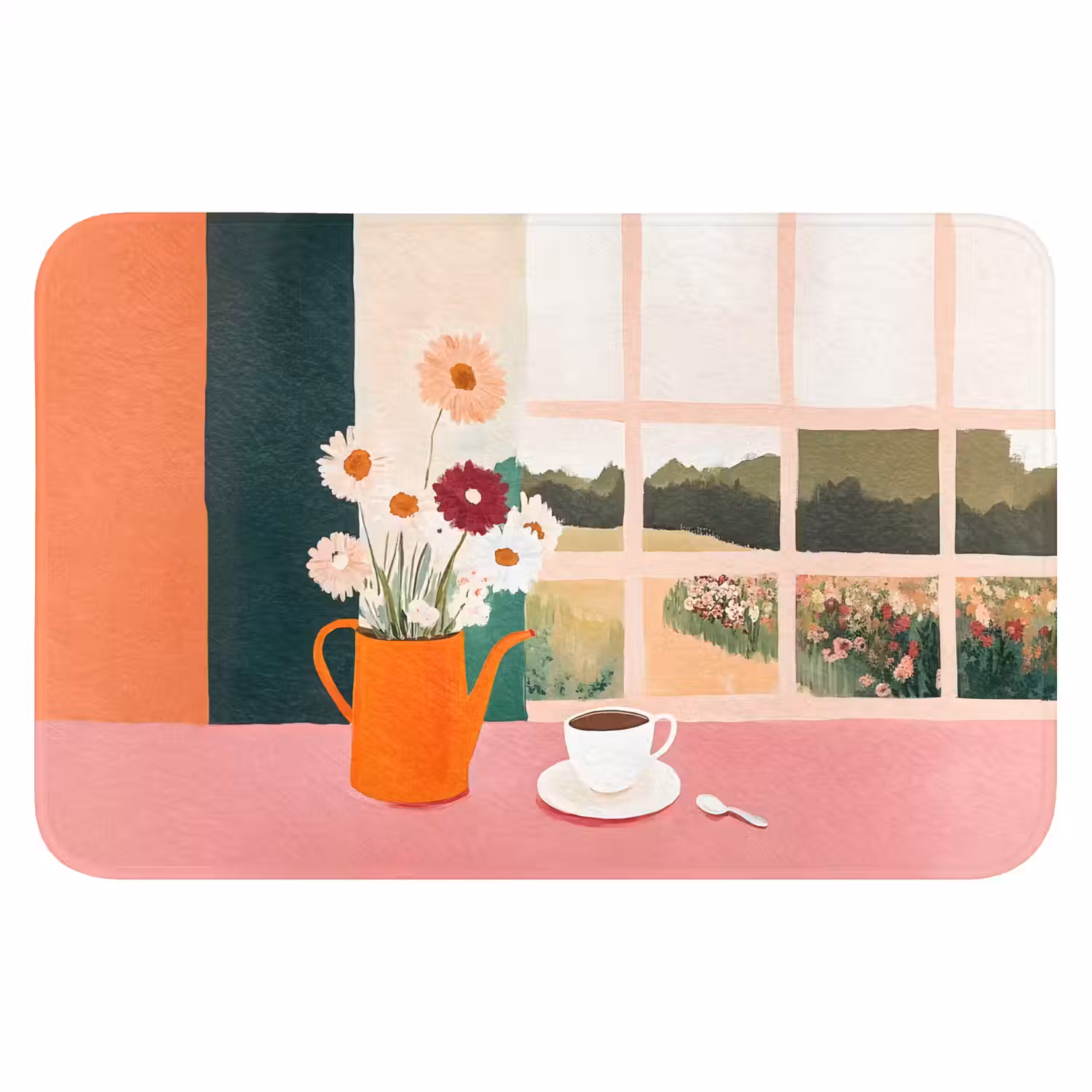 Bloemen - Koffie - Raam WCmat klein -3d