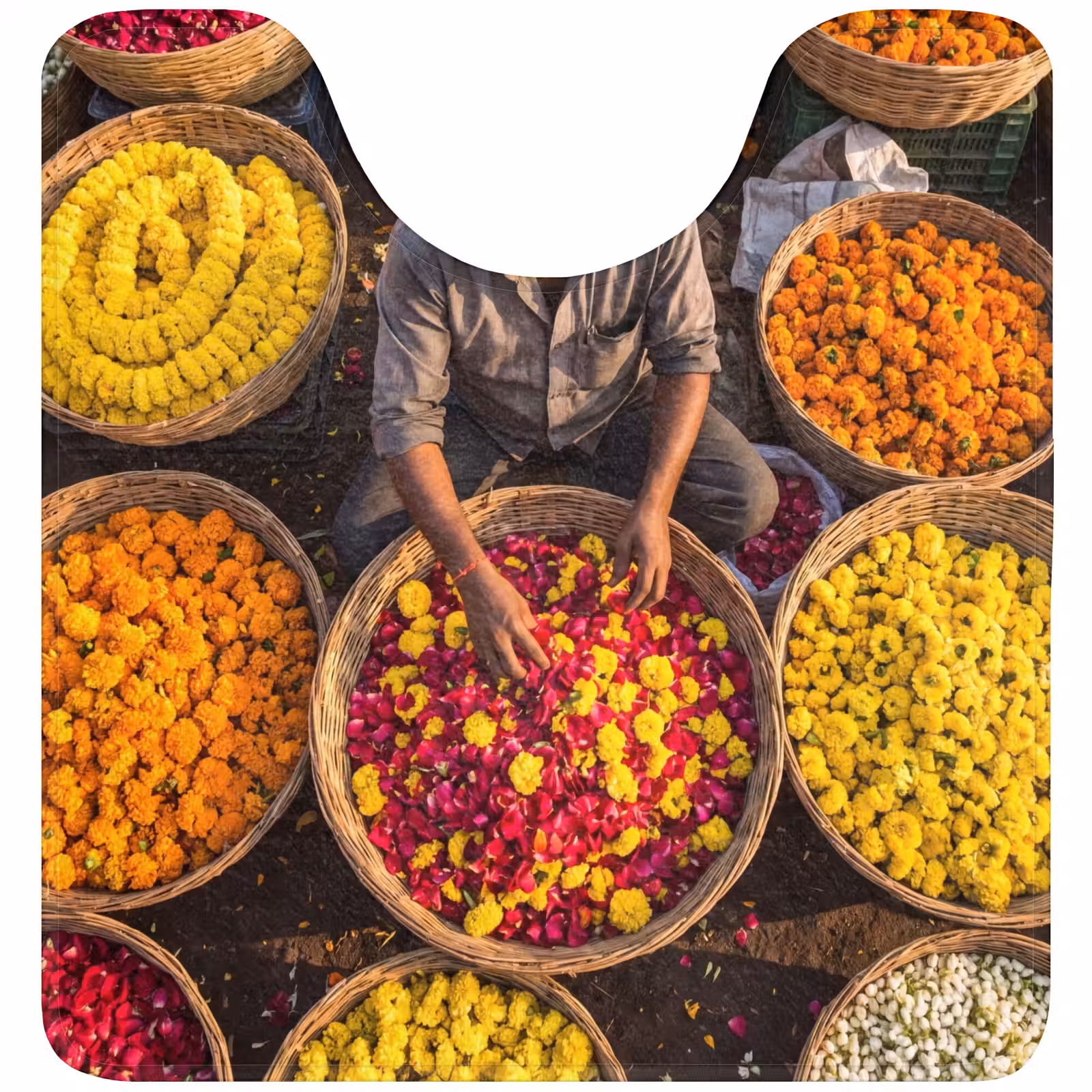 WC Vorleger - Blumen – Markt – Bunt - Bloemen - Markt - Kleurrijk WCmat U-uitsnede middel