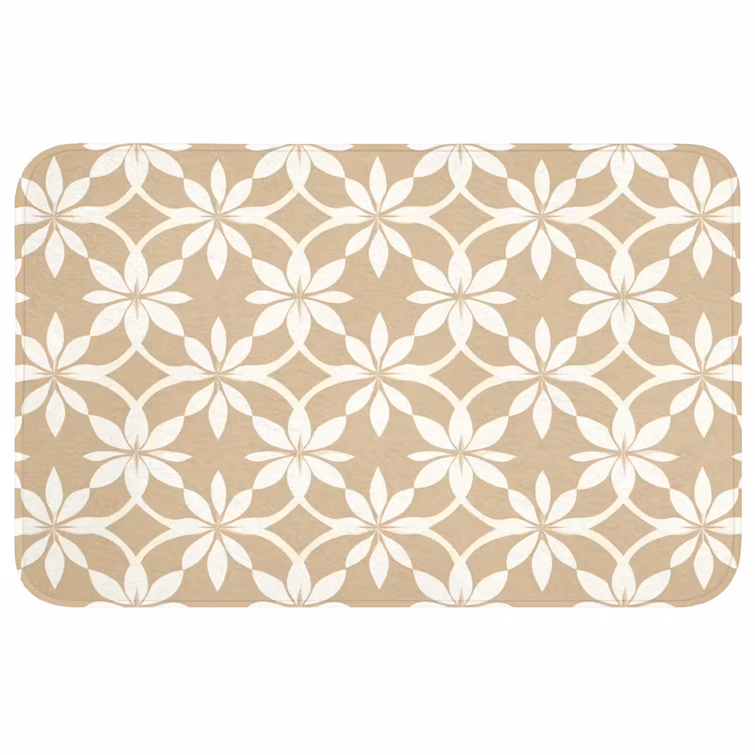 Bloemen - Patroon - Beige WCmat middel 1009 -3d