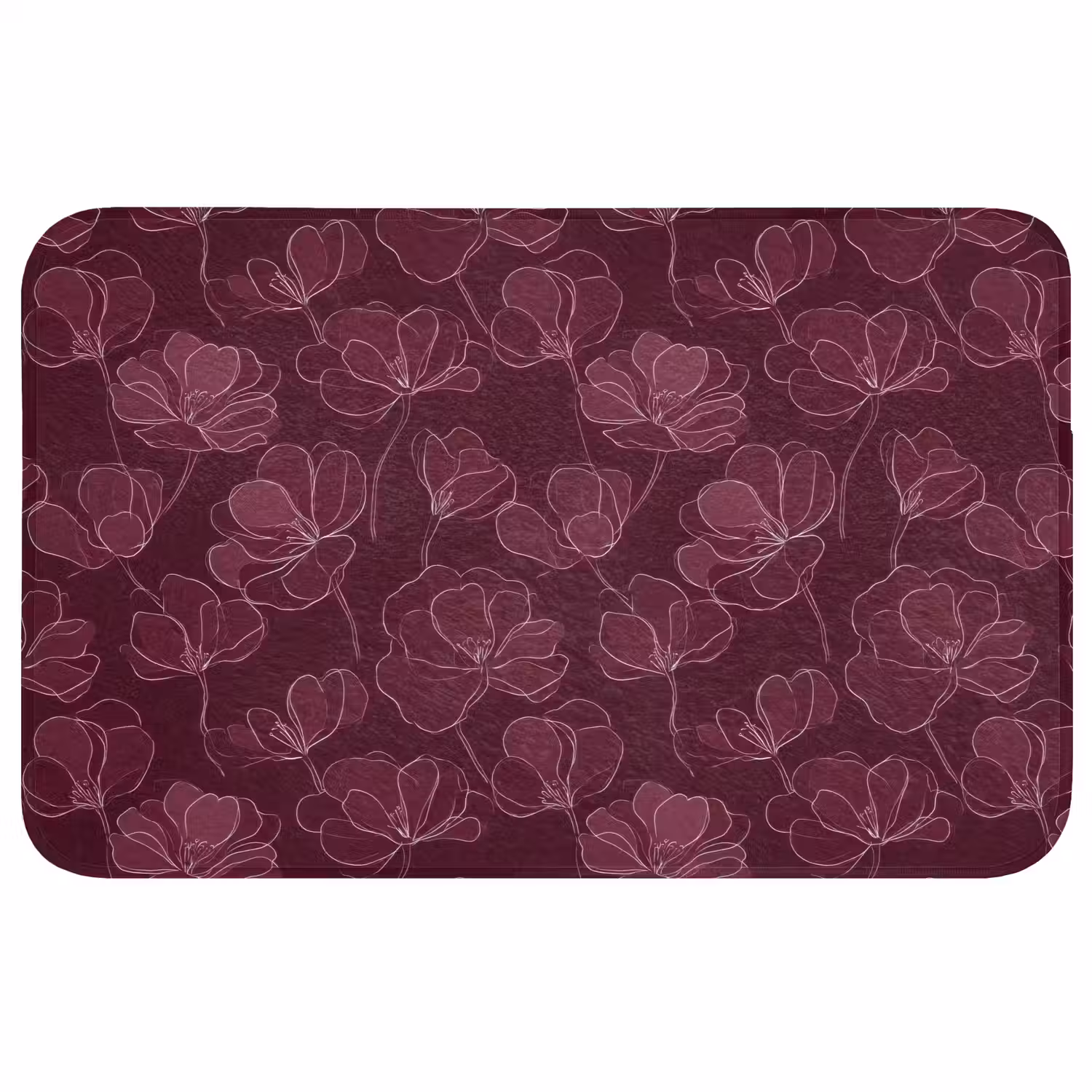 Bloemen - Patroon - Bordeauxrood WCmat middel 1009 -3d