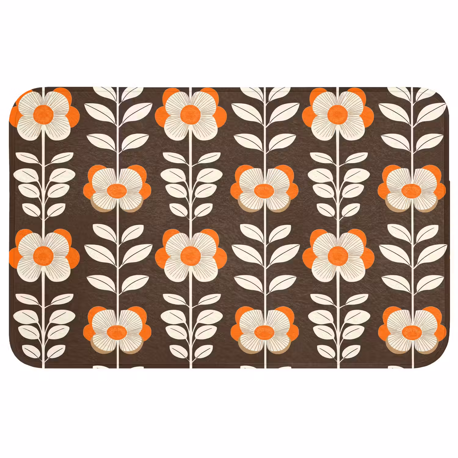 Bloemen - Retro - Bruin WCmat middel 1009 -3d
