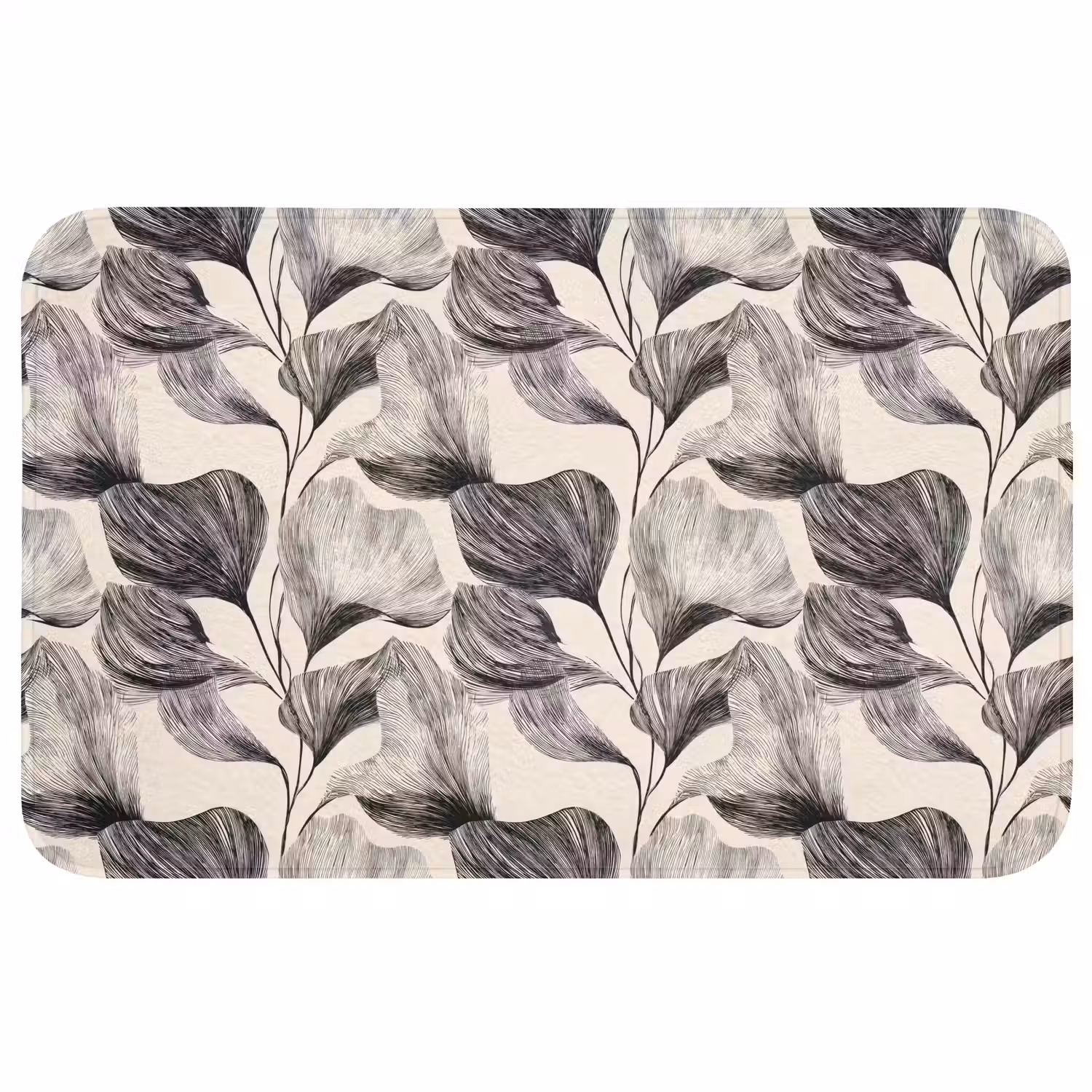 Botanisch - Bladeren - Zwart WCmat middel 1009 -3d