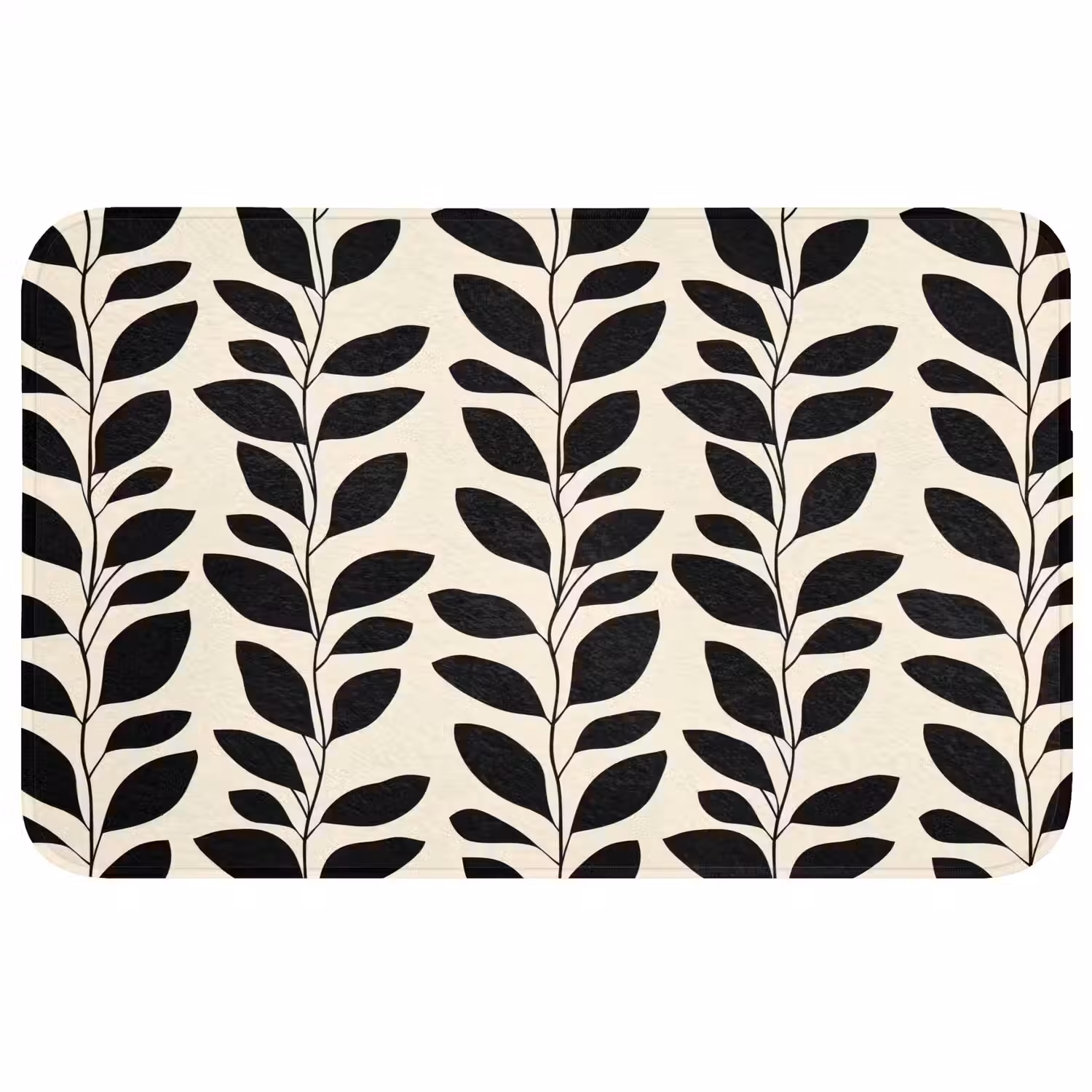Botanisch - Dessin - Zwart - Beige WCmat middel 1009 -3d