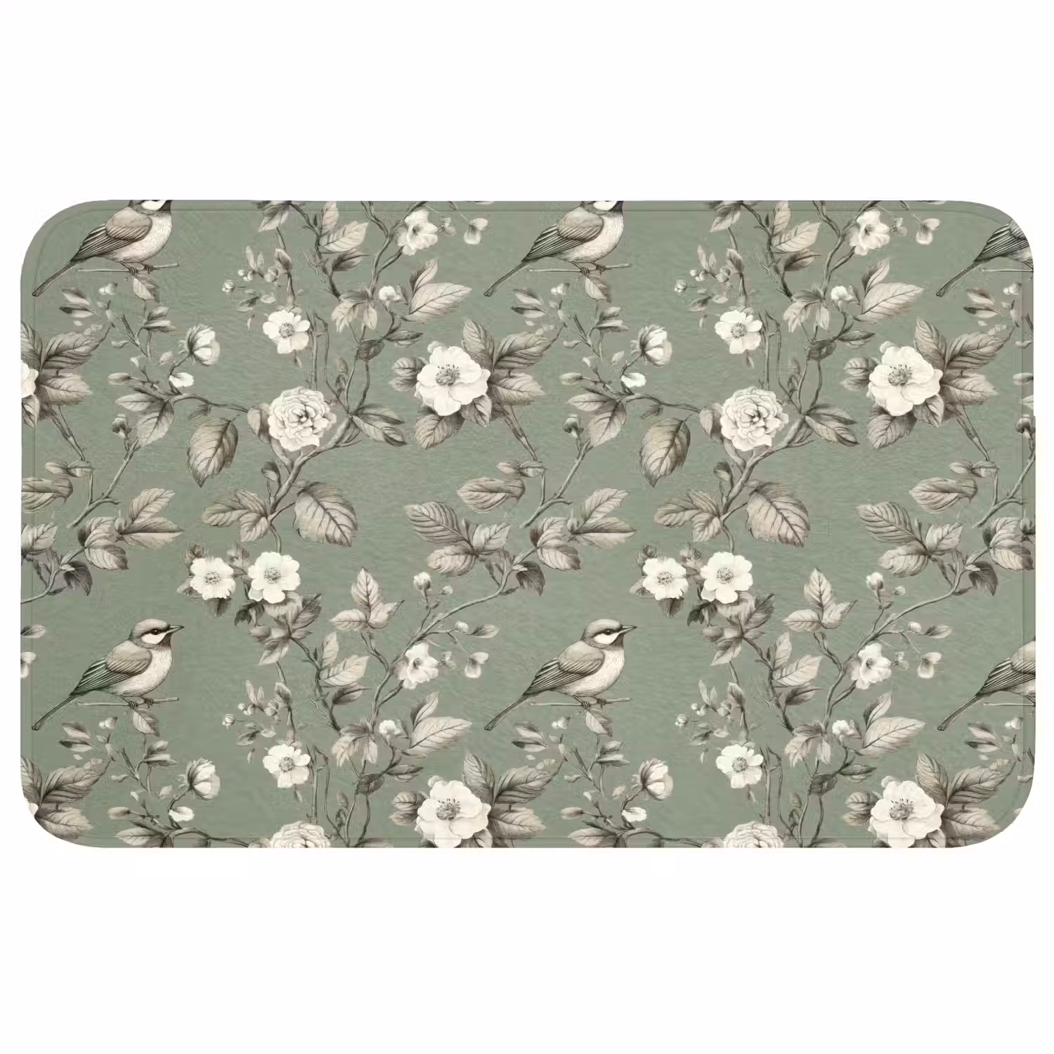 Botanisch - Vogels - Groen WCmat middel 1009 -3d
