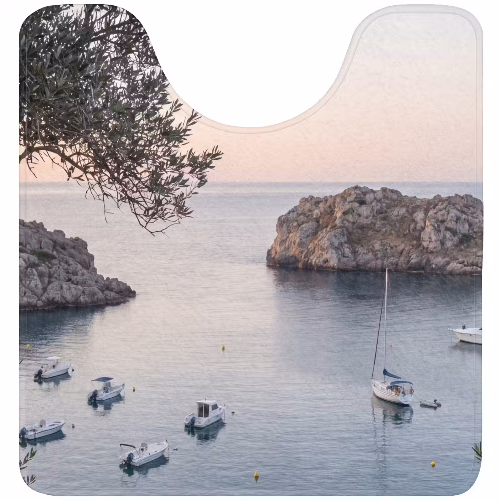WC Vorleger - Bucht – Boote – Sonnenuntergang - Baai - boten - zonsondergang WCmat U-uitsnede middel