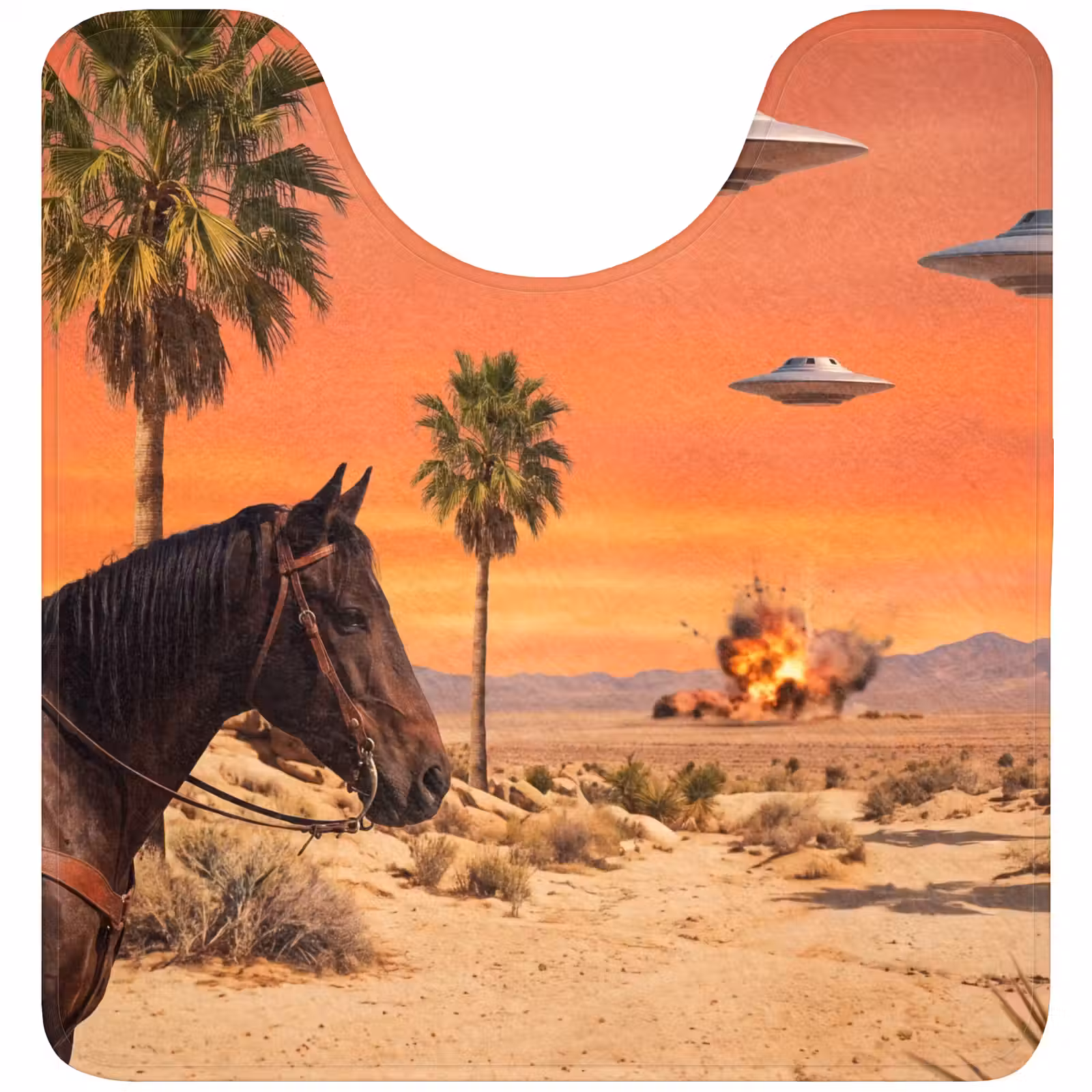WC Vorleger - Cowboy – Pferd – Wüste - Cowboy - Paard - Woestijn WCmat U-uitsnede middel