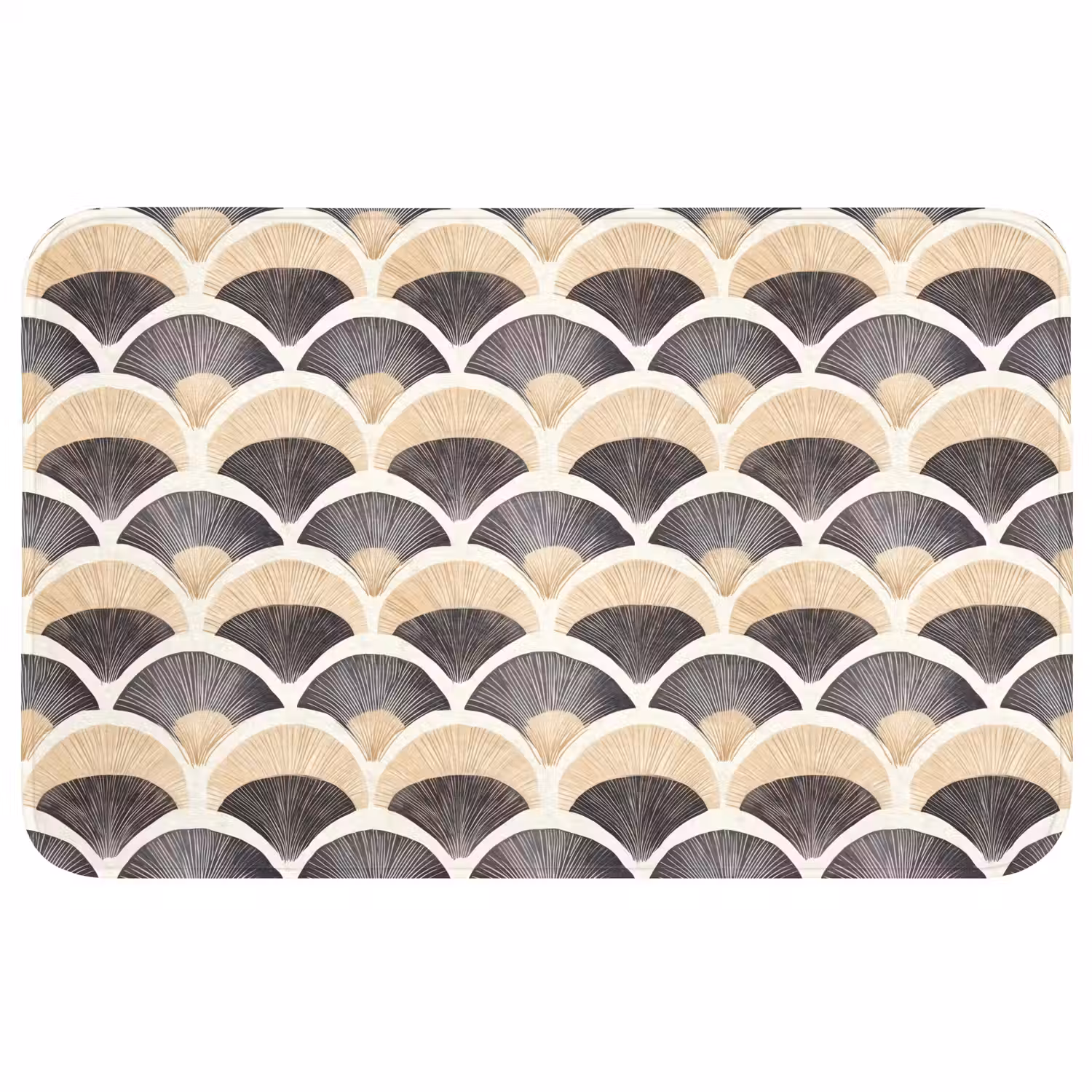 Waaier - Patroon - Zwart - Beige WCmat middel 1009 -3d