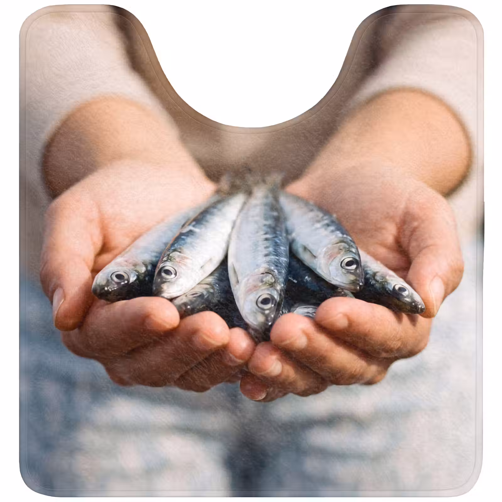 WC Vorleger - Fisch – Hände – Natur - Vis - Handen - Natuur WCmat U-uitsnede middel