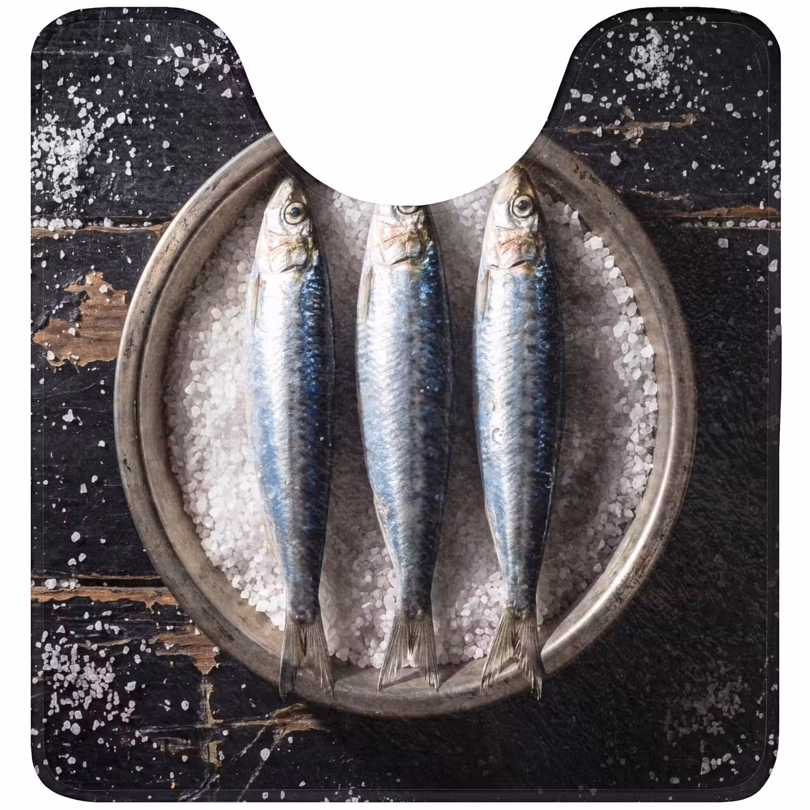 WC Vorleger - Fisch – Salz – Essen - Vis - Zout - Eten WCmat U-uitsnede middel