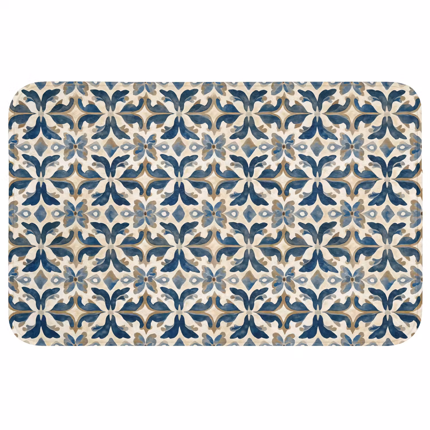 Tegel - Patroon - Blauw - Beige WCmat middel 1009 -3d