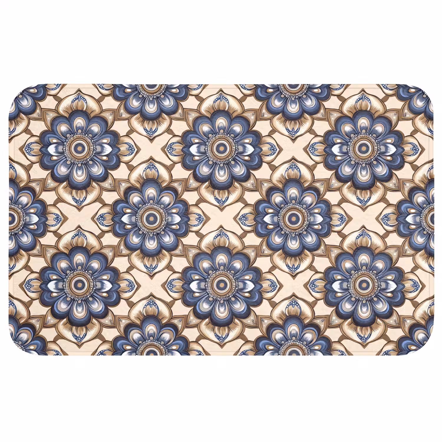 Floraal - Ornament - Blauw WCmat middel 1009 -3d