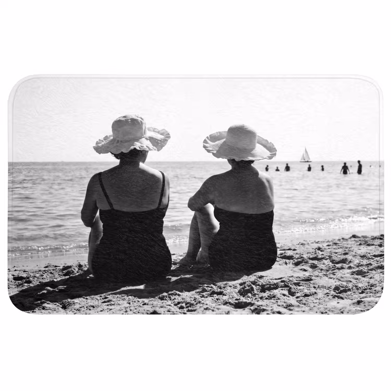 Vrouwen - Zonnehoed - Strand - Zwart - Wit WCmat middel -3d