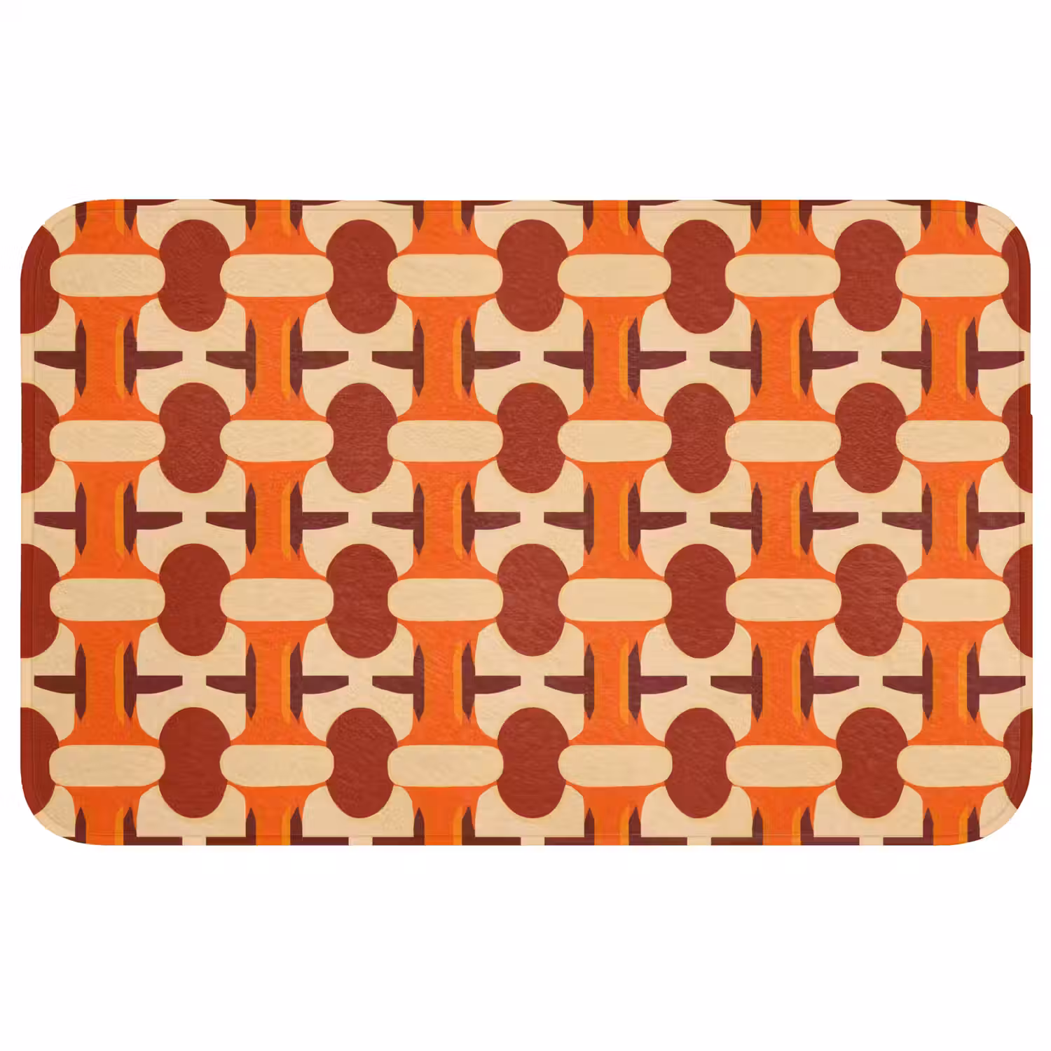 Geometrisch - Retro - Oranje WCmat middel 1009 -3d