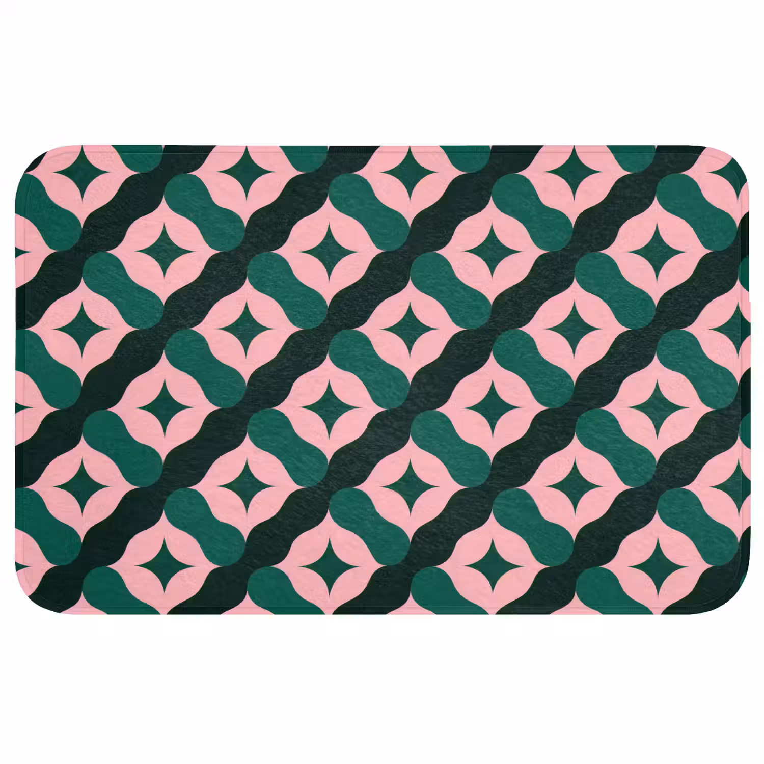 Groen - Roze - Retro - Sterren WCmat middel 1009 -3d